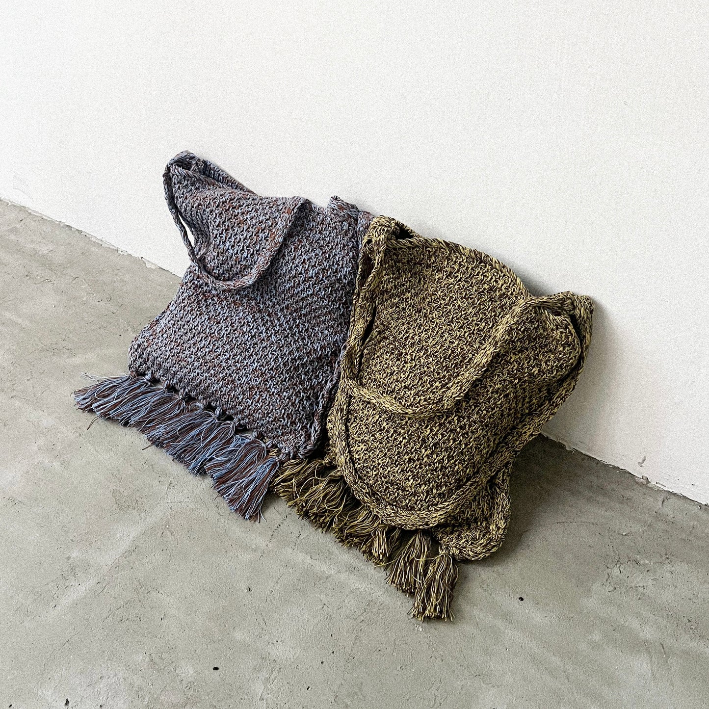 BG24- 2 Way Knitted Bag | Blue | Khaki
