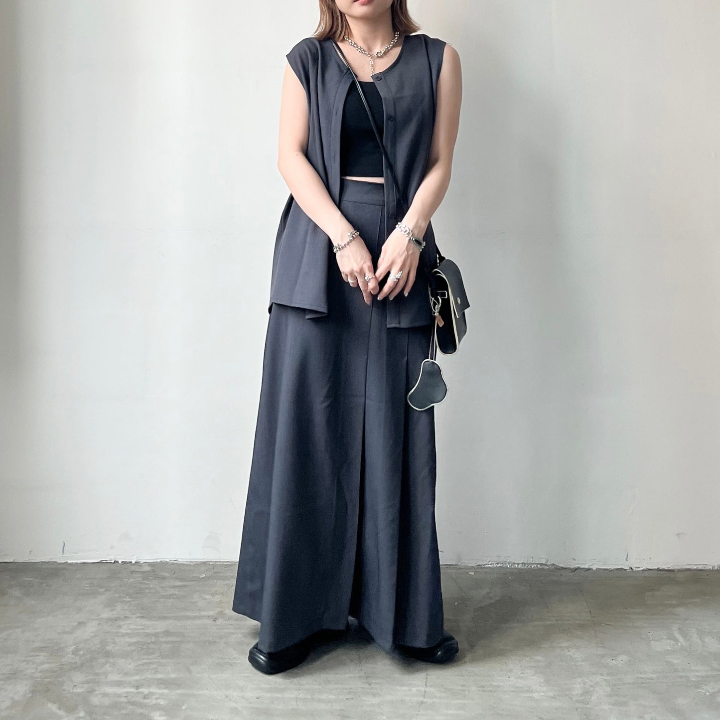 TP314- Lily Set Vest | Grey | Black ( 自留set )