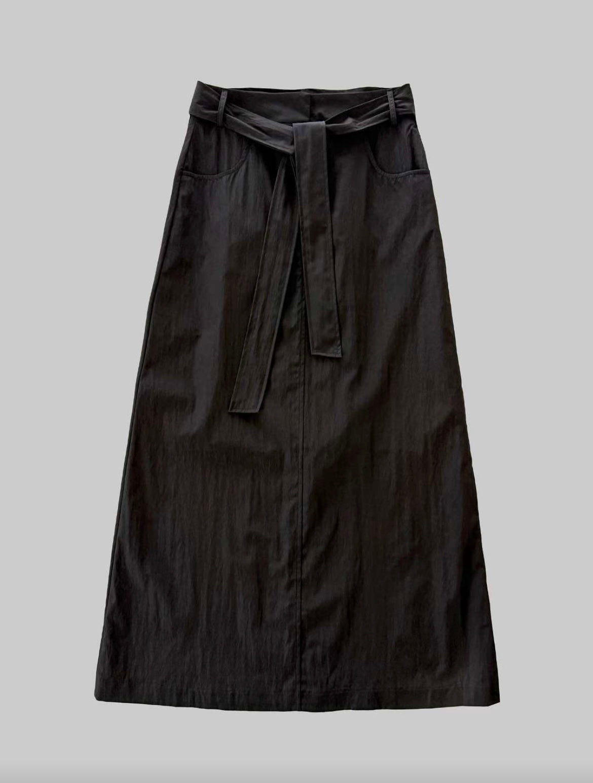 SK127- Stright Belt Skirt | Beige | Black ( S / M )