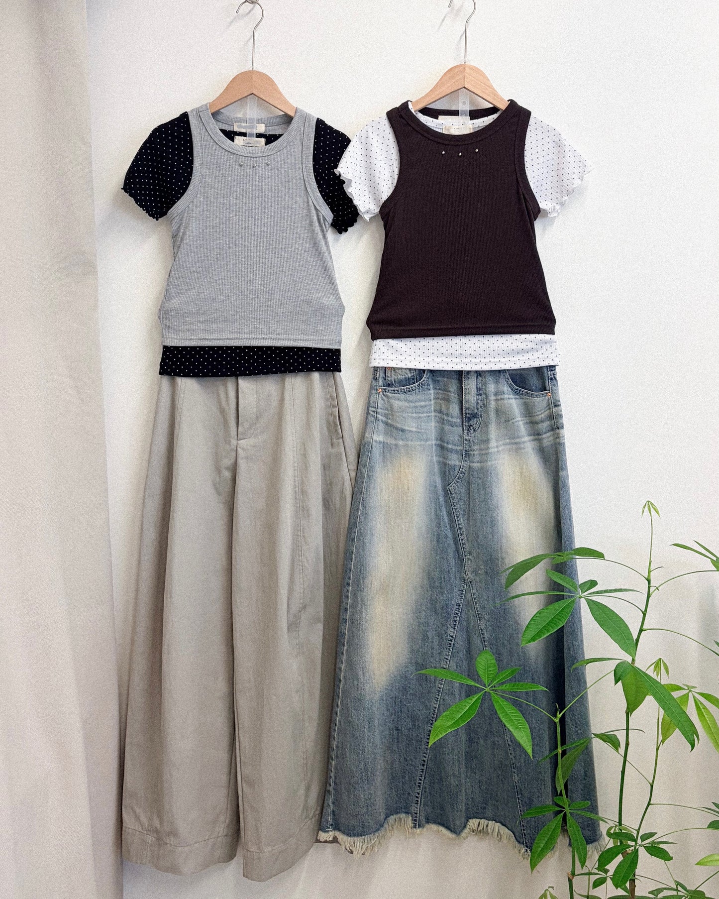 TP748- Ruffle Sleeve Small Dot Top | White | Grey | Black