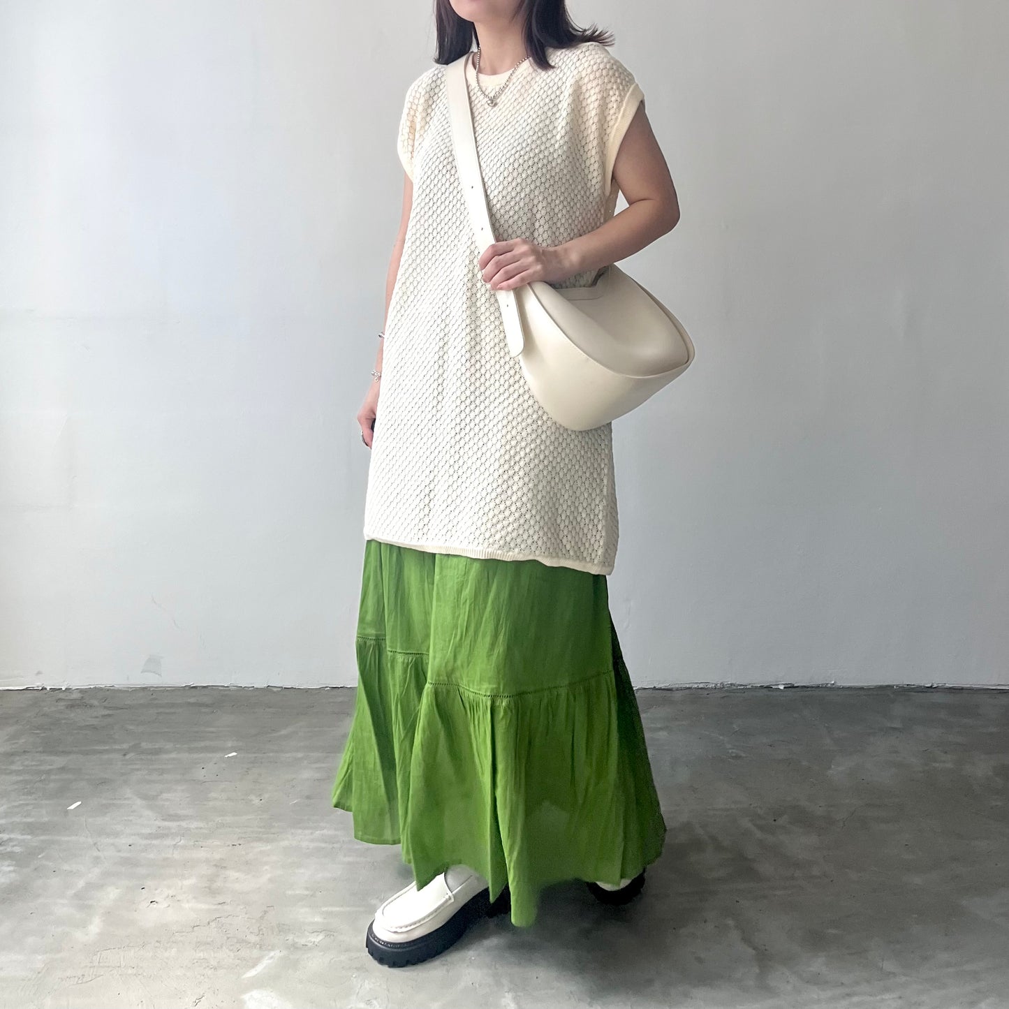 TP169 - Knitwear Vest | Ivory | Green
