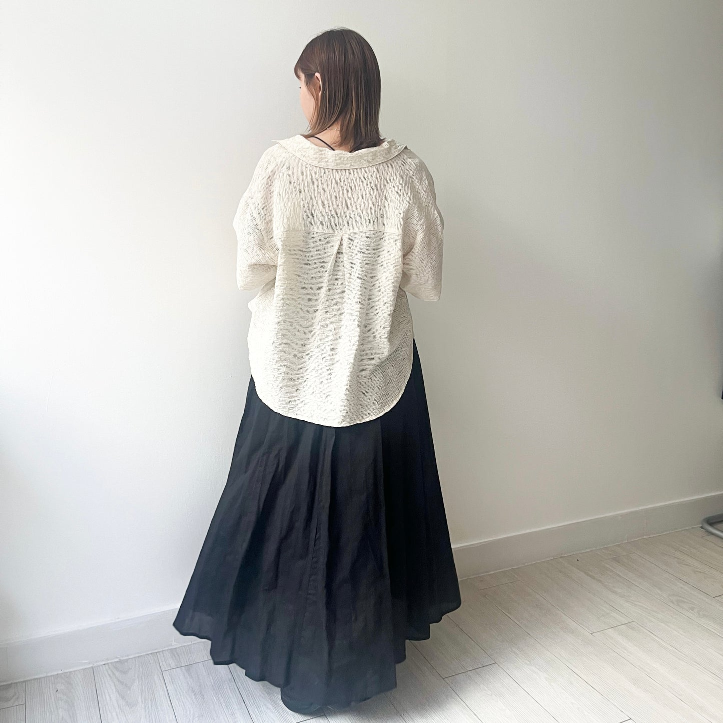 TP382- Sheer Jacquard Blouse | Ivory