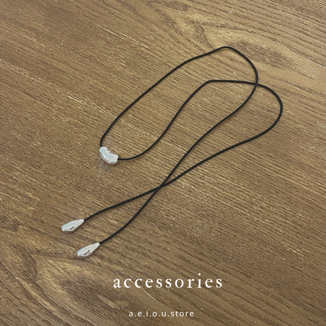 AC254- Silver Stone Black Necklace
