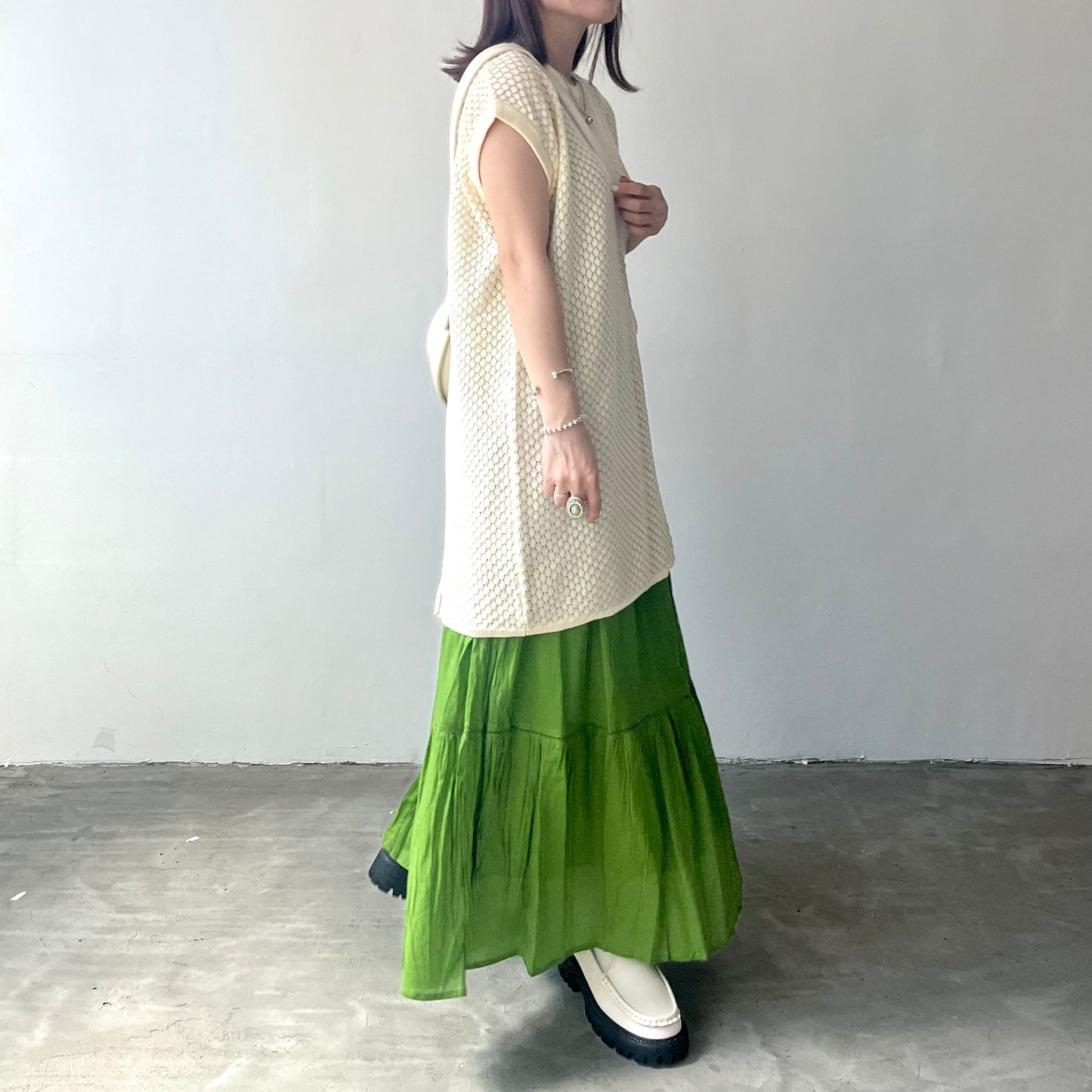 TP169 - Knitwear Vest | Ivory | Green
