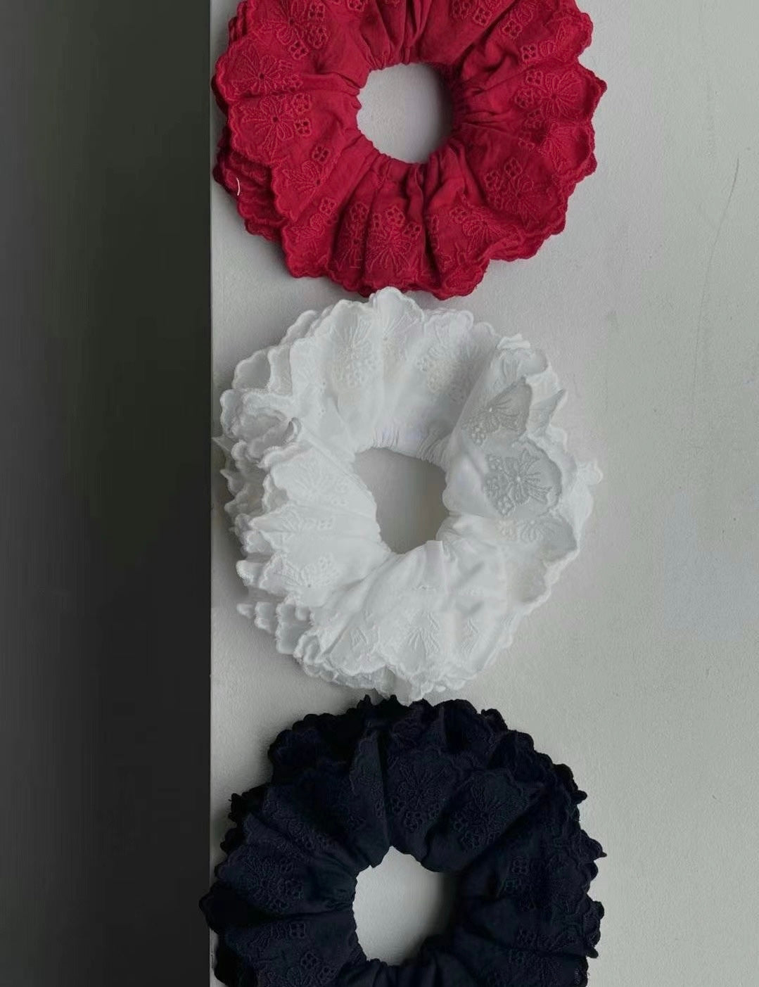AC187- 雙層通花橡筋圈 |White | Red | Black | Purple | Blue | Butter