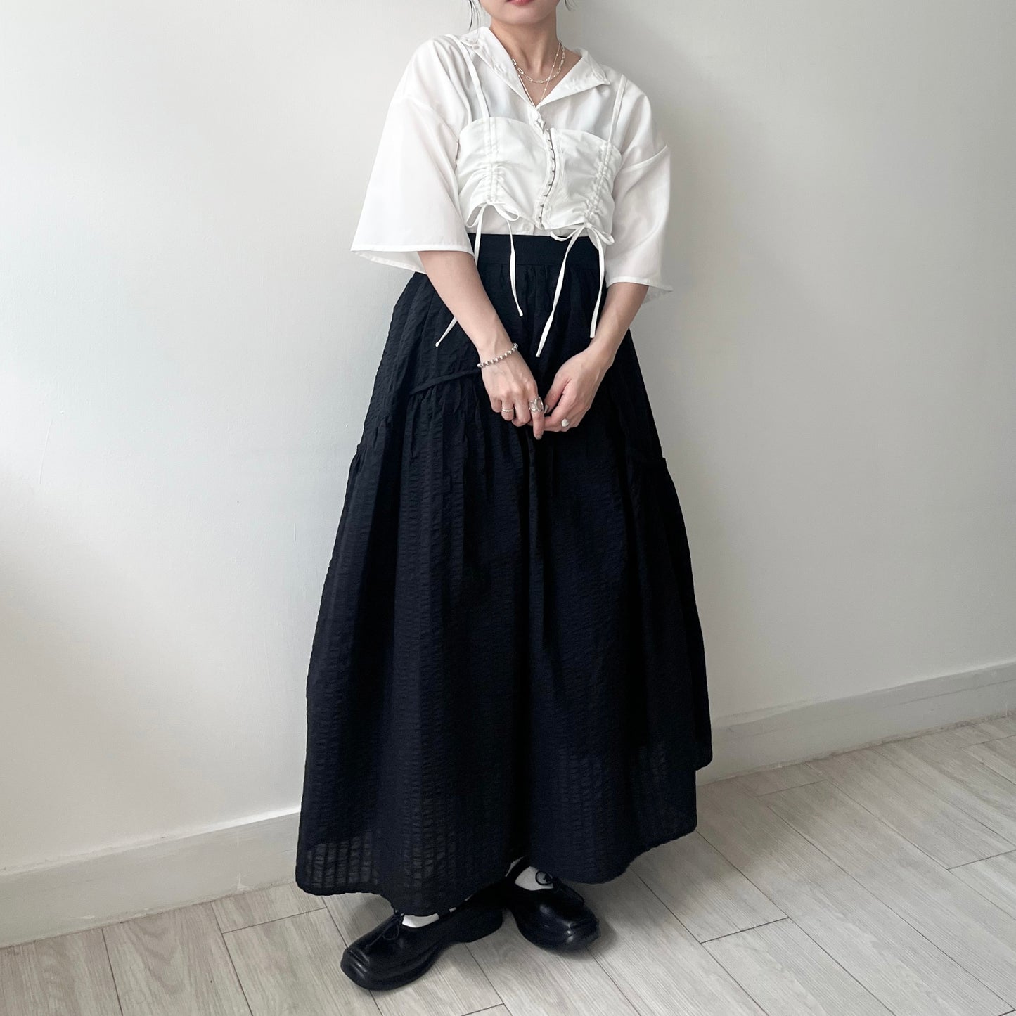 SK123- Flared Skirt | Ivory | Blue | Black