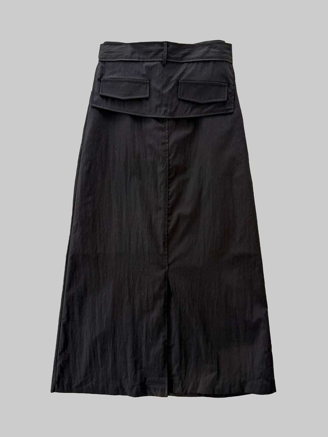 SK127- Stright Belt Skirt | Beige | Black ( S / M )