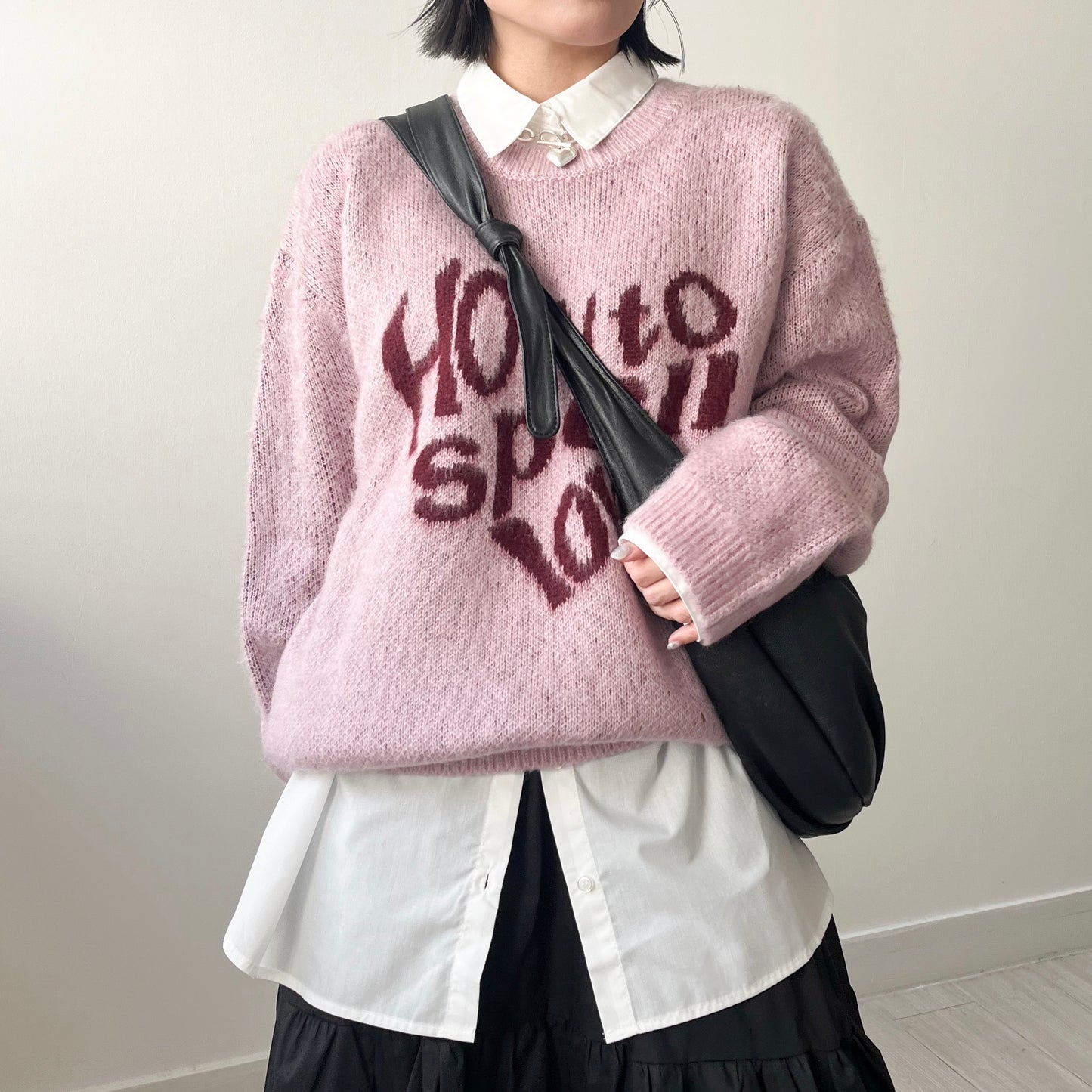 TP456- " HOW TO SPELL LOVE " Sweaters | Pink | Navy | Lime