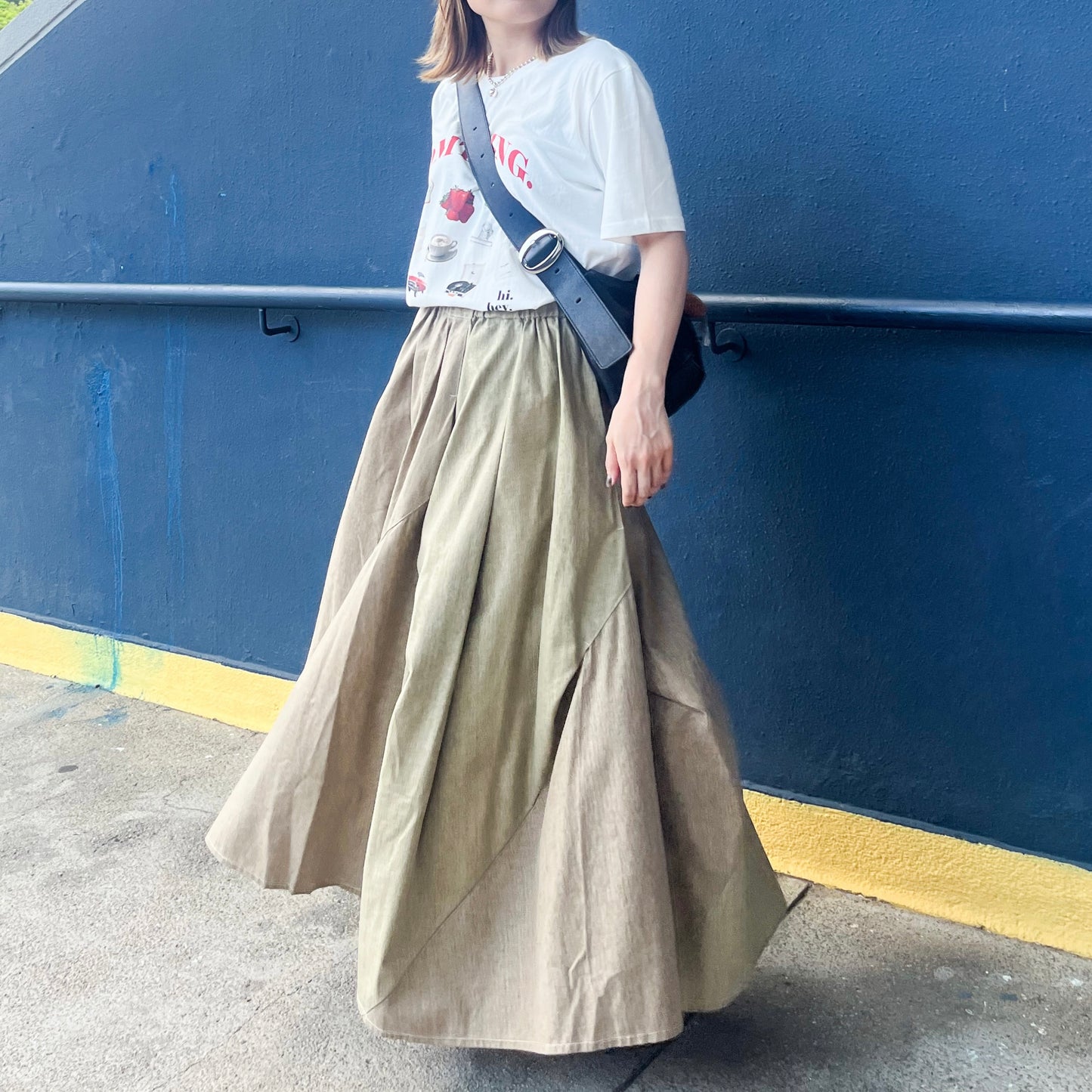 SK81- Cotton Line Skirt | Beige | khaki