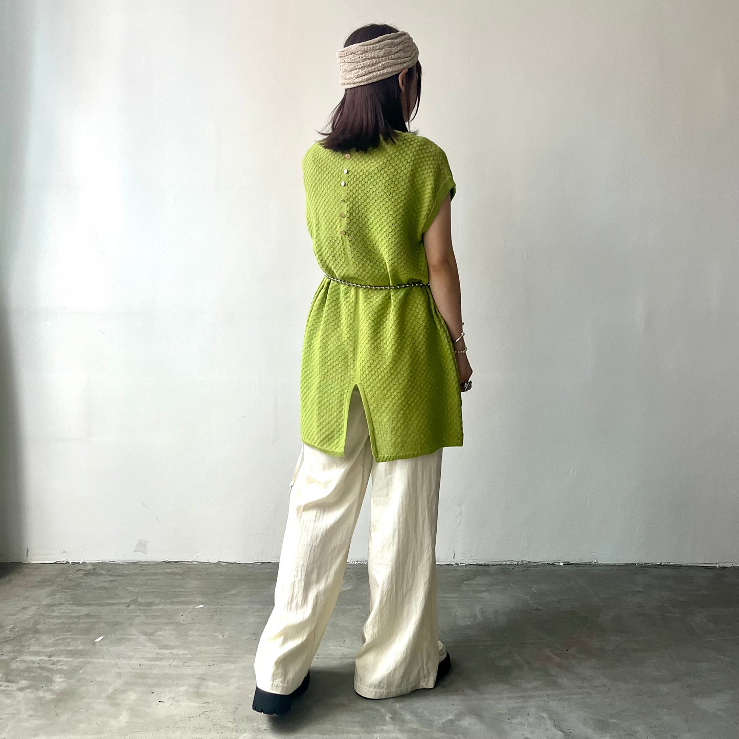 TP169 - Knitwear Vest | Ivory | Green