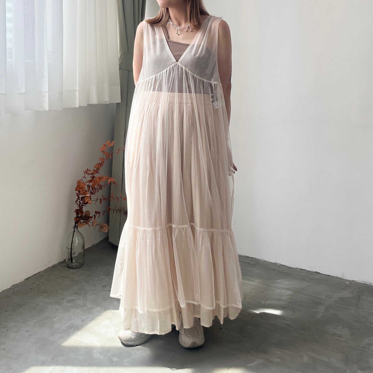OP44- 2 way Ribbon See-through Ops | Peach | Ivory | Black