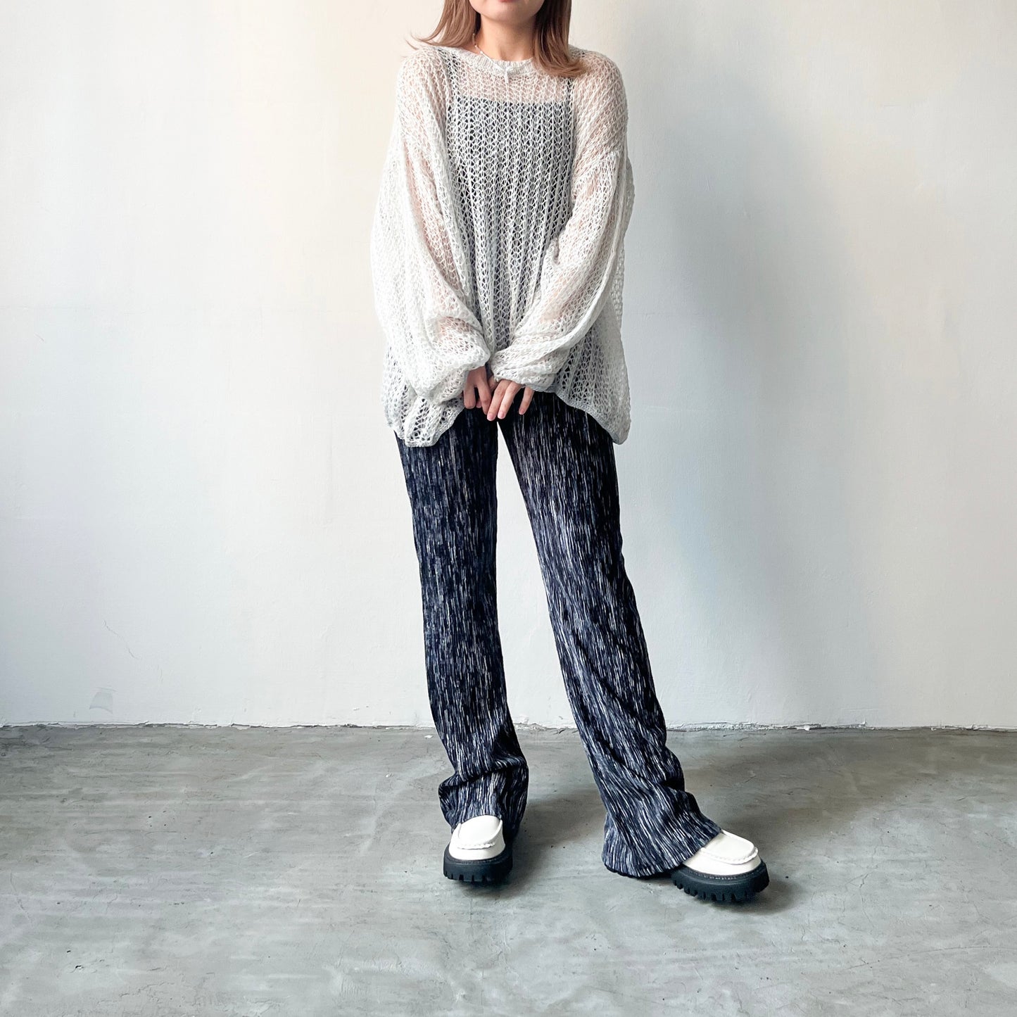 TP210- Knitted Top | Ivory | Light Grey
