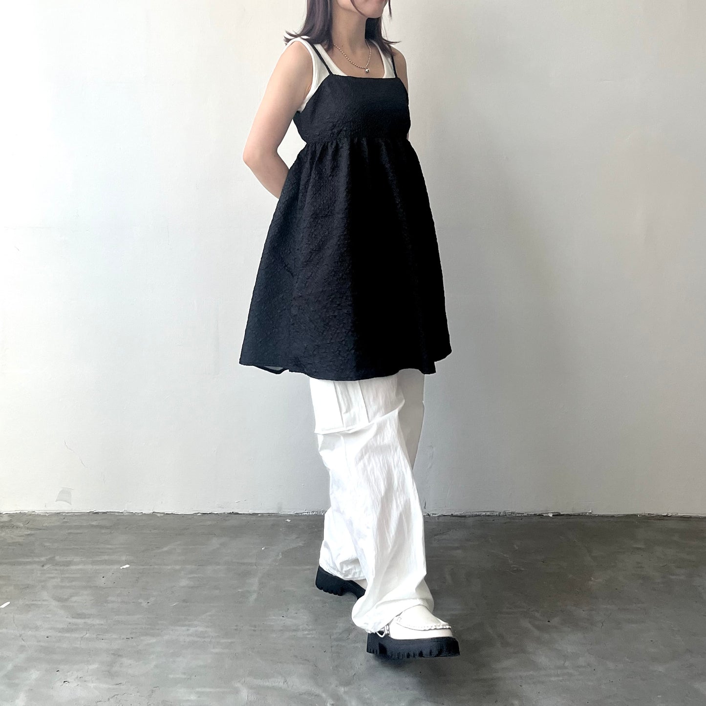 TP171- Fluffy Camisole long Cami | Ivory | Navy | Black