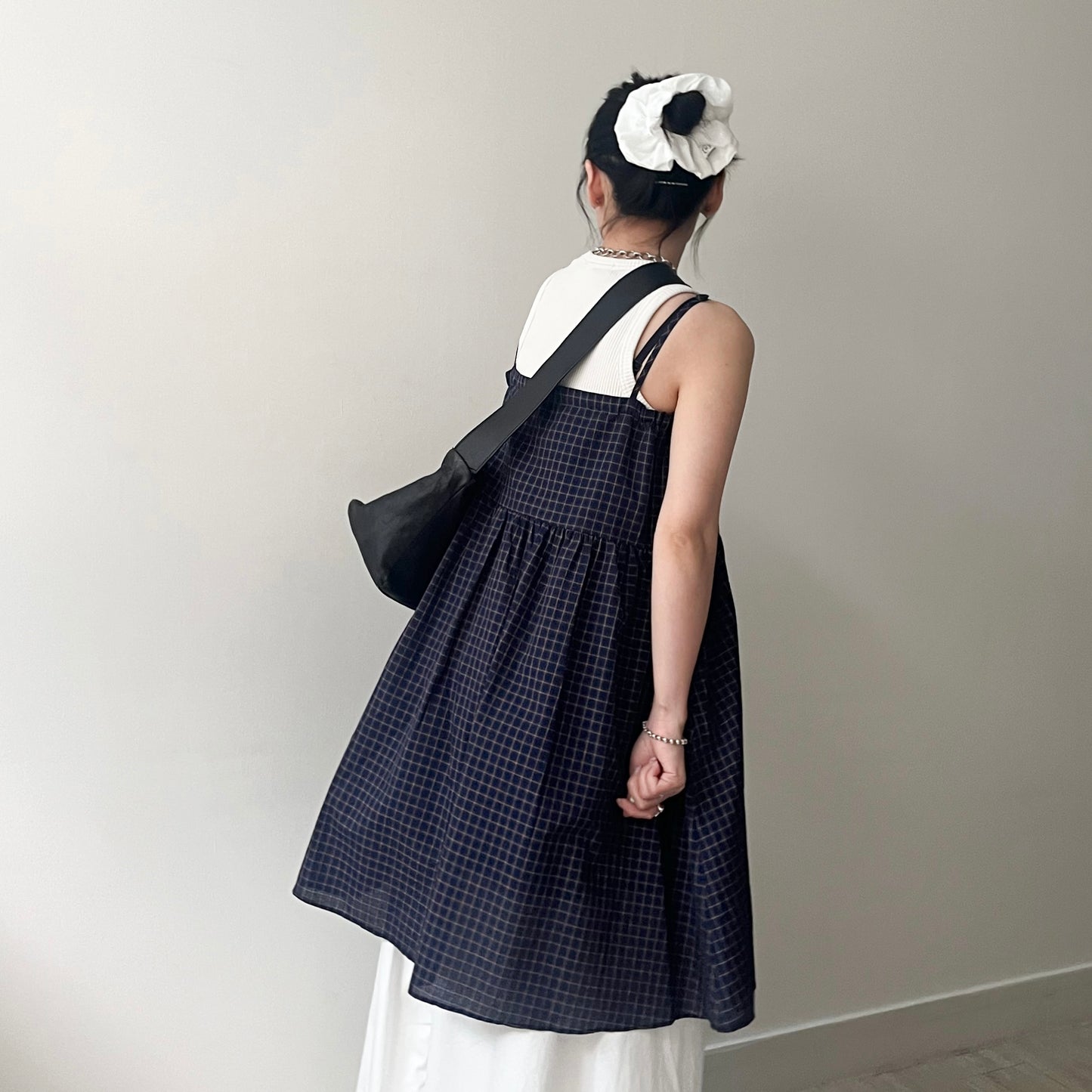 OP66- Checked Ribbon One Piece | Blue | Navy