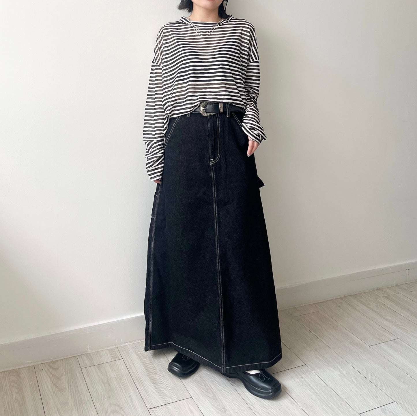 TP460- Stripe Sheer Knit Pullover | Navy | Black
