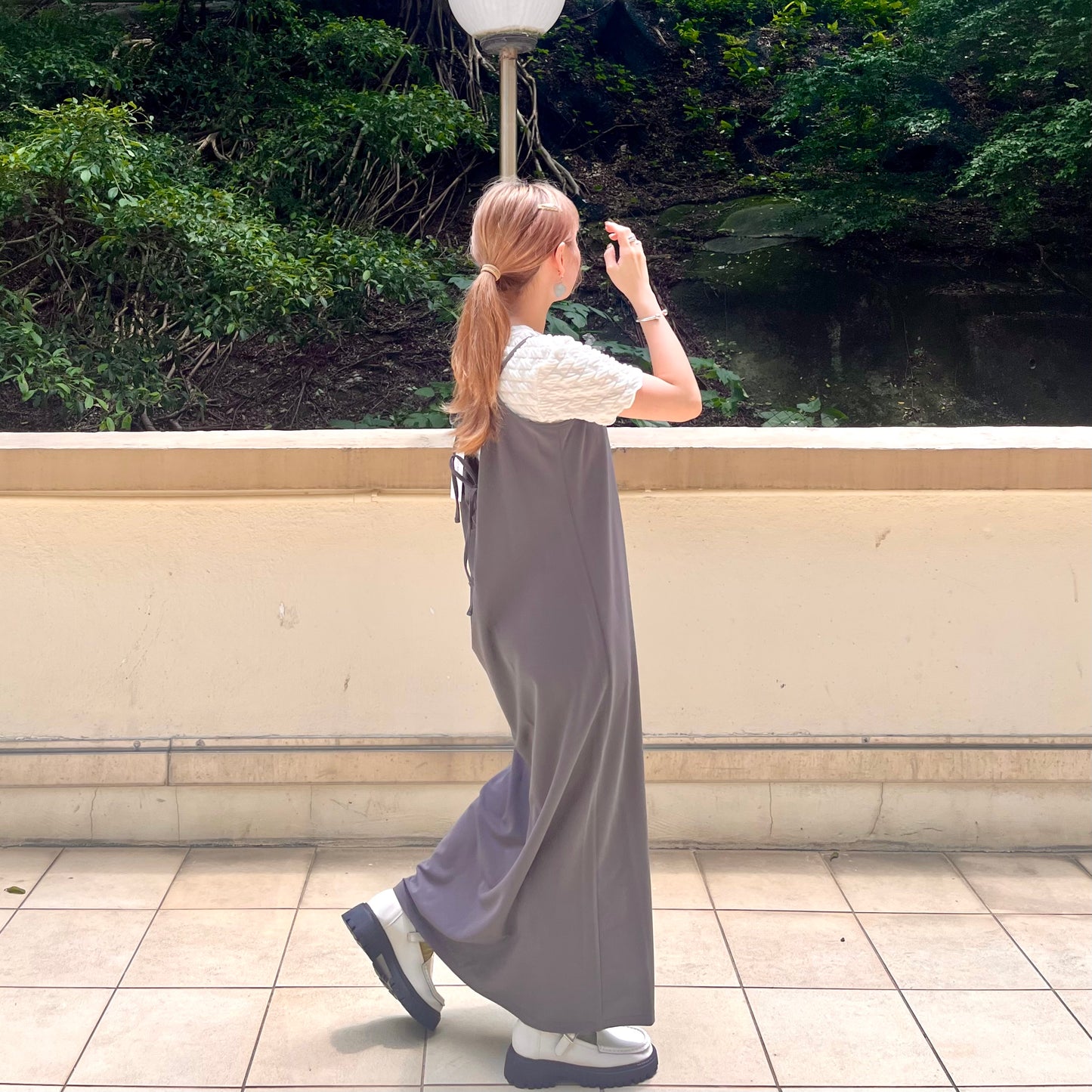 OP30- Double Ribbon One Piece Dress | Grey | Black