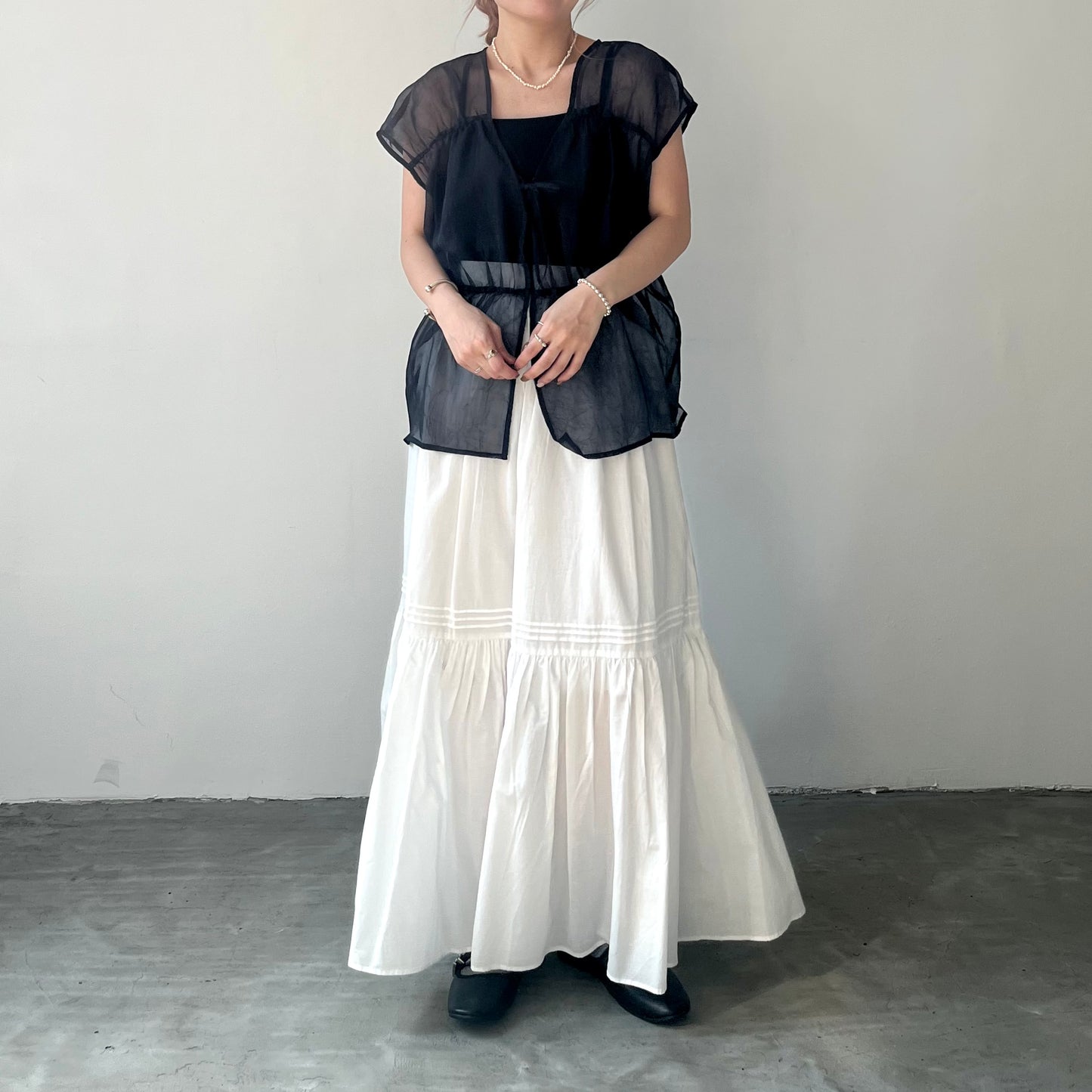 SK31- Cotton Flare Skirt | White | Black