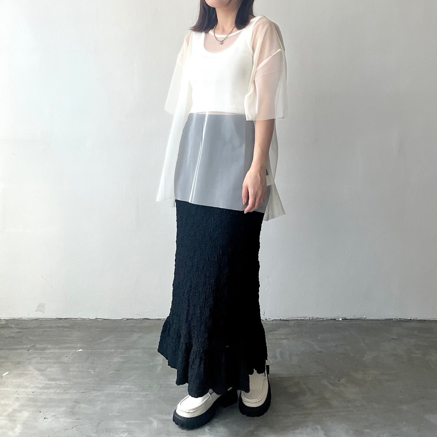 SK35- Flower Print Skirt | Ivory | Black