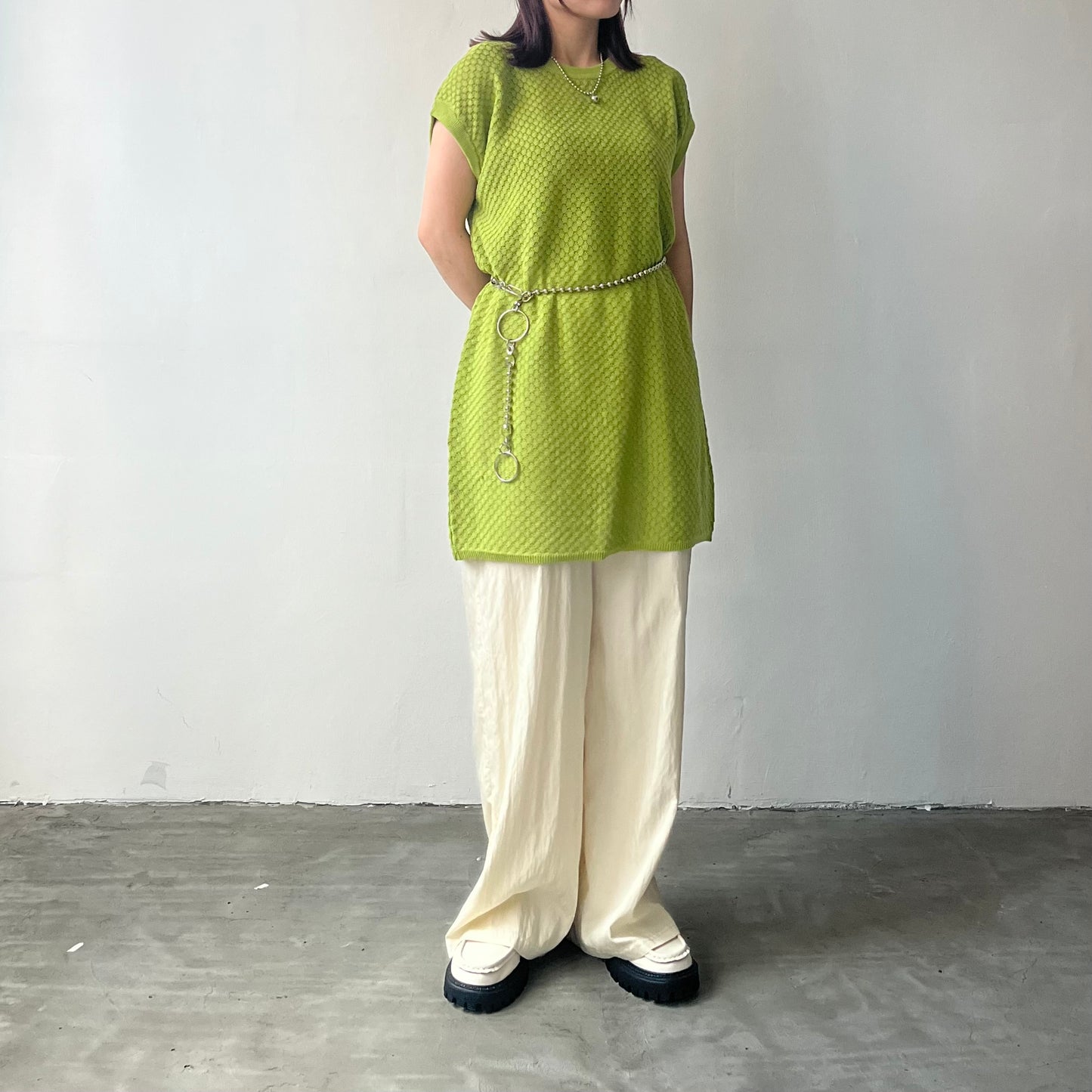 TP169 - Knitwear Vest | Ivory | Green