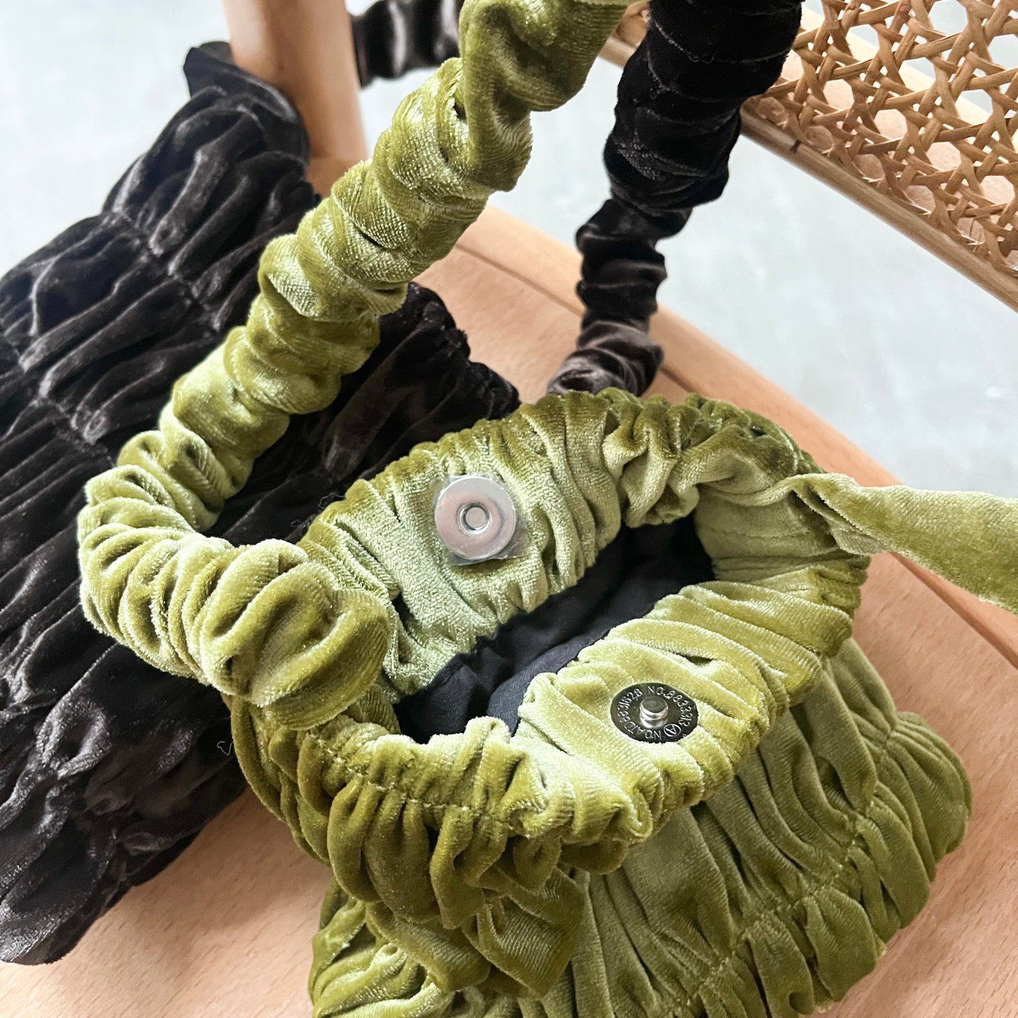 BG23- Mini Fannel Crinkle Bag | Beige | Green | Brown | Black
