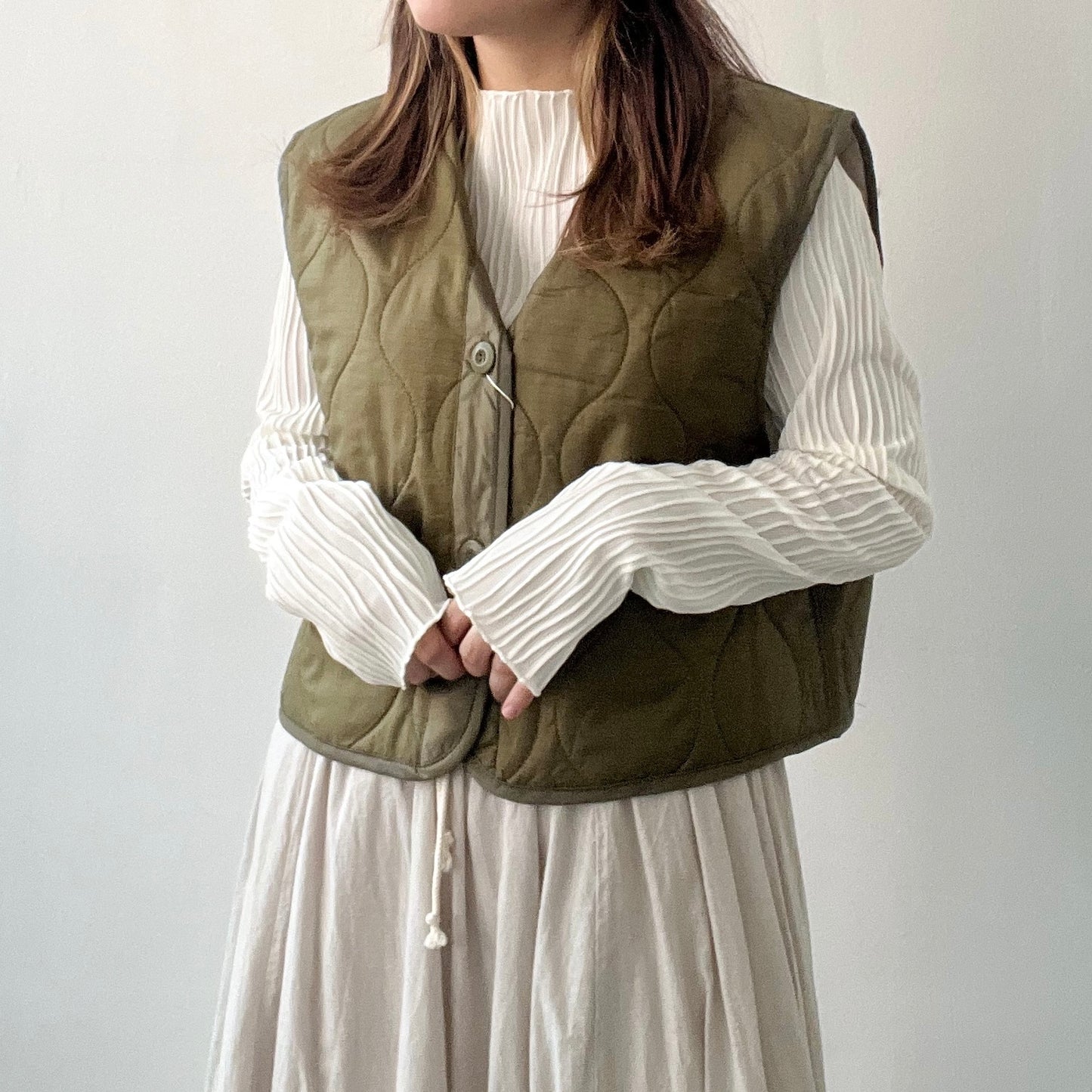 JK01 夾棉短背心外套 | Ivory | Beige | Khaki | Black