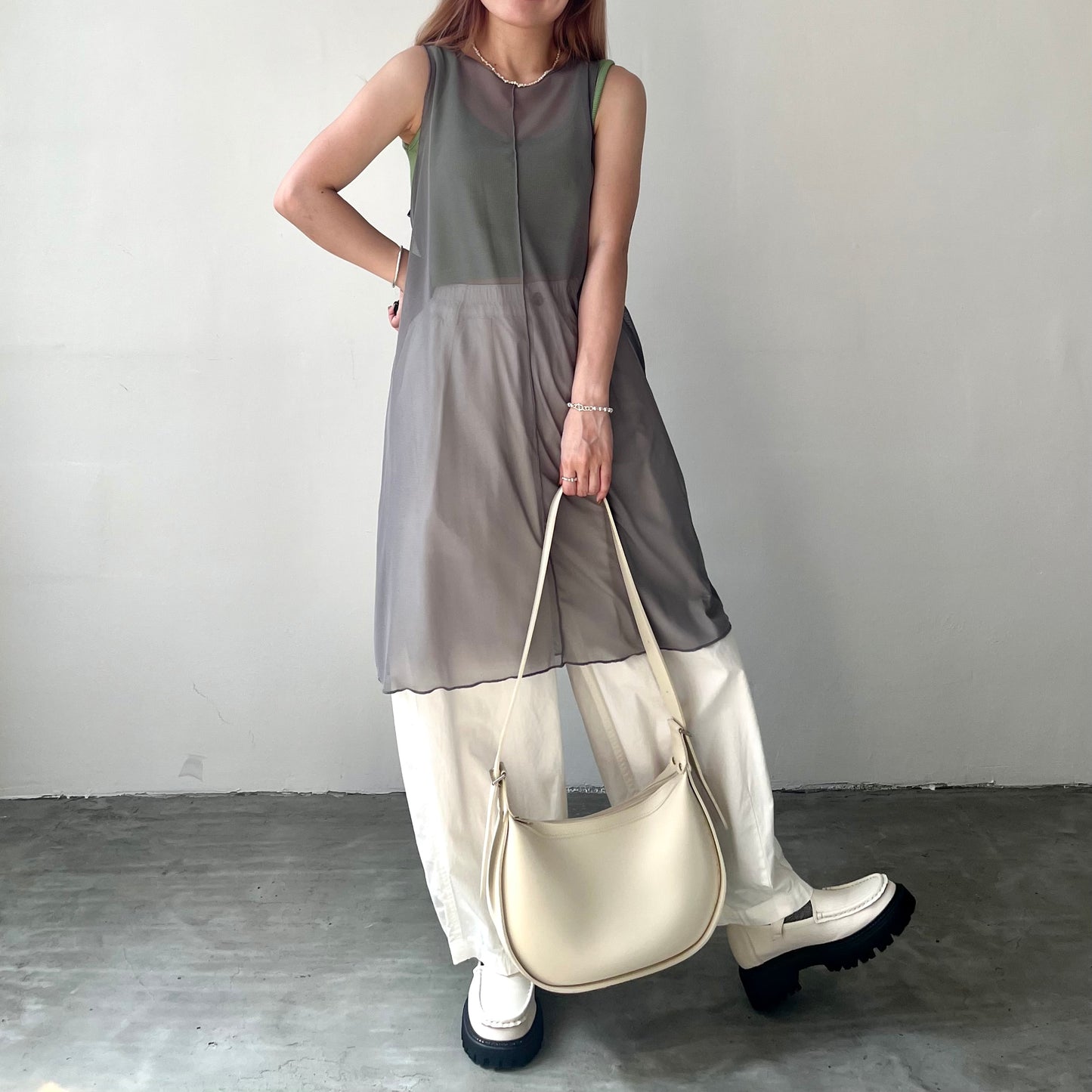 OP31- See-through Vest One Piece | Khaki | Brown | Black