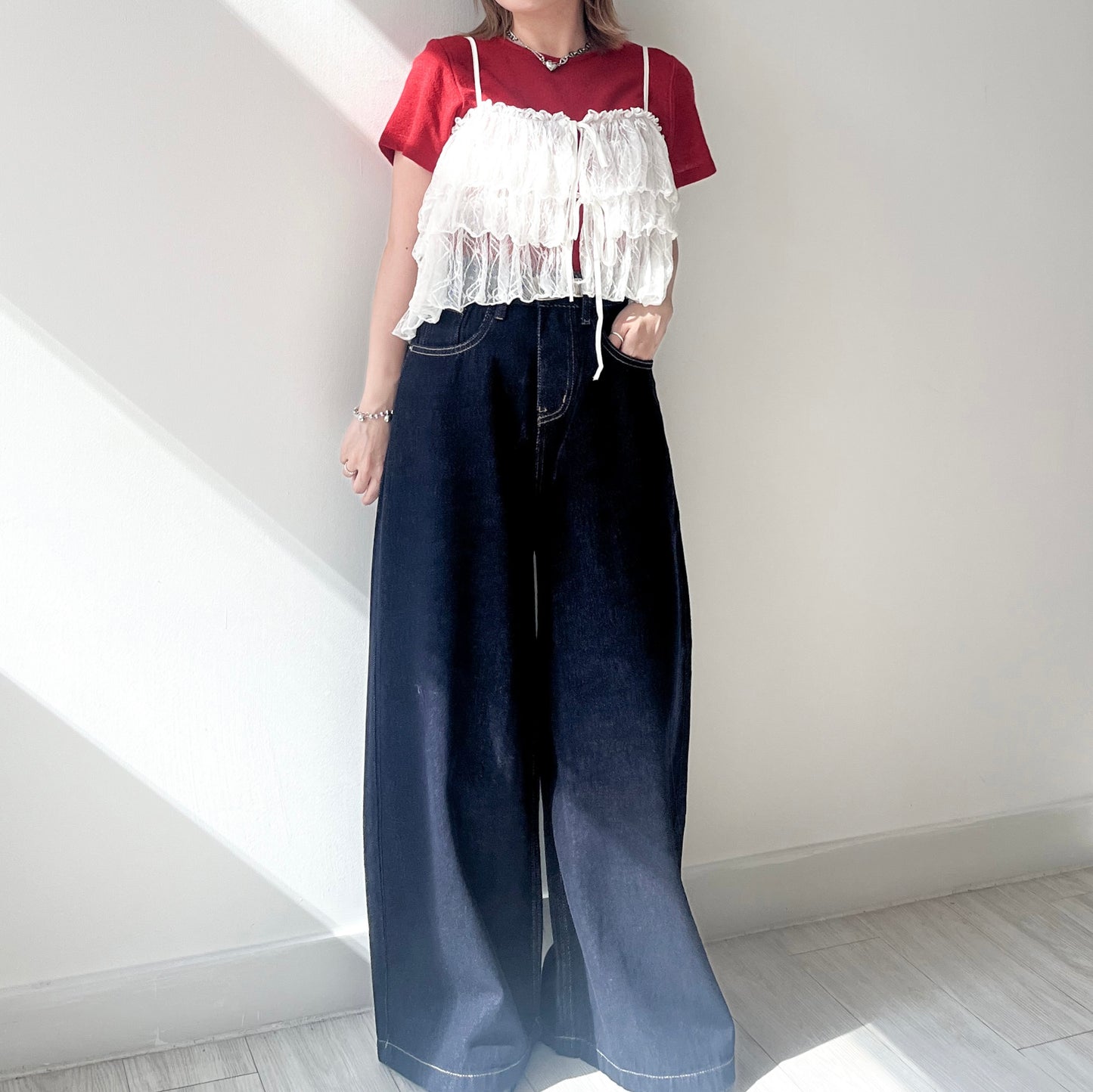 ( must have!! ) PT62- Wide Denim pants | Navy | Blue ( S / M )