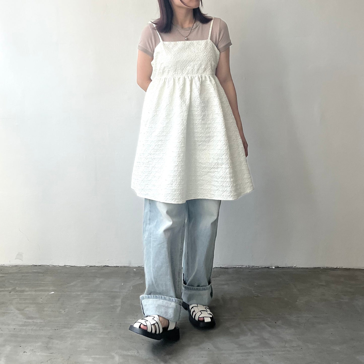 TP171- Fluffy Camisole long Cami | Ivory | Navy | Black