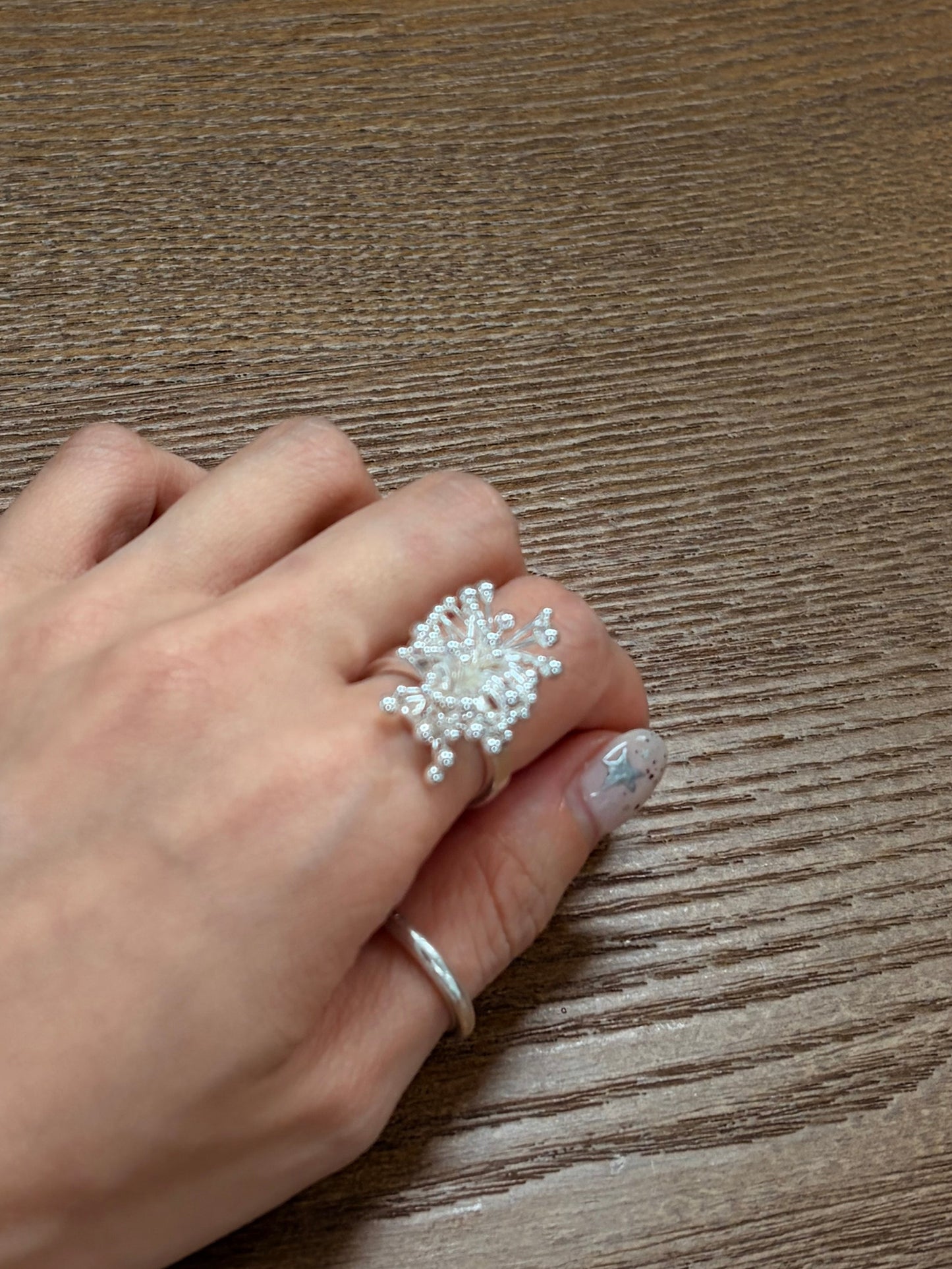 AC293 - 長方形煙花戒指 ( 鍍銀 ) #13 up