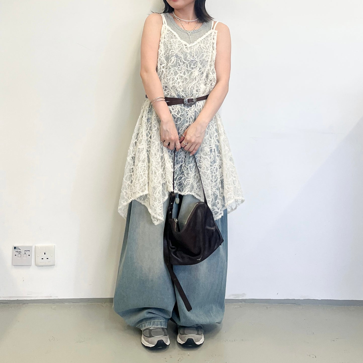 OP72- Tunic Tulle Lace Dress | Ivory | Black