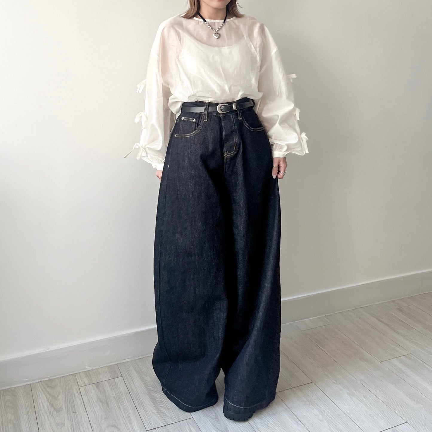 ( must have!! ) PT62- Wide Denim pants | Navy | Blue ( S / M )