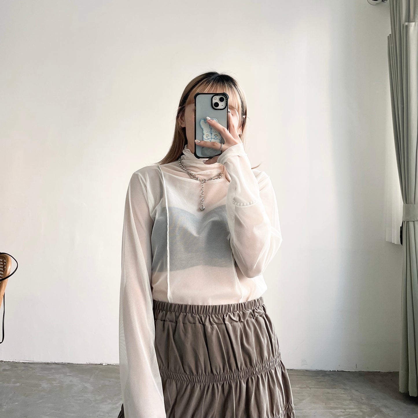 TP240- See-through layer Top | White | Grey | Black