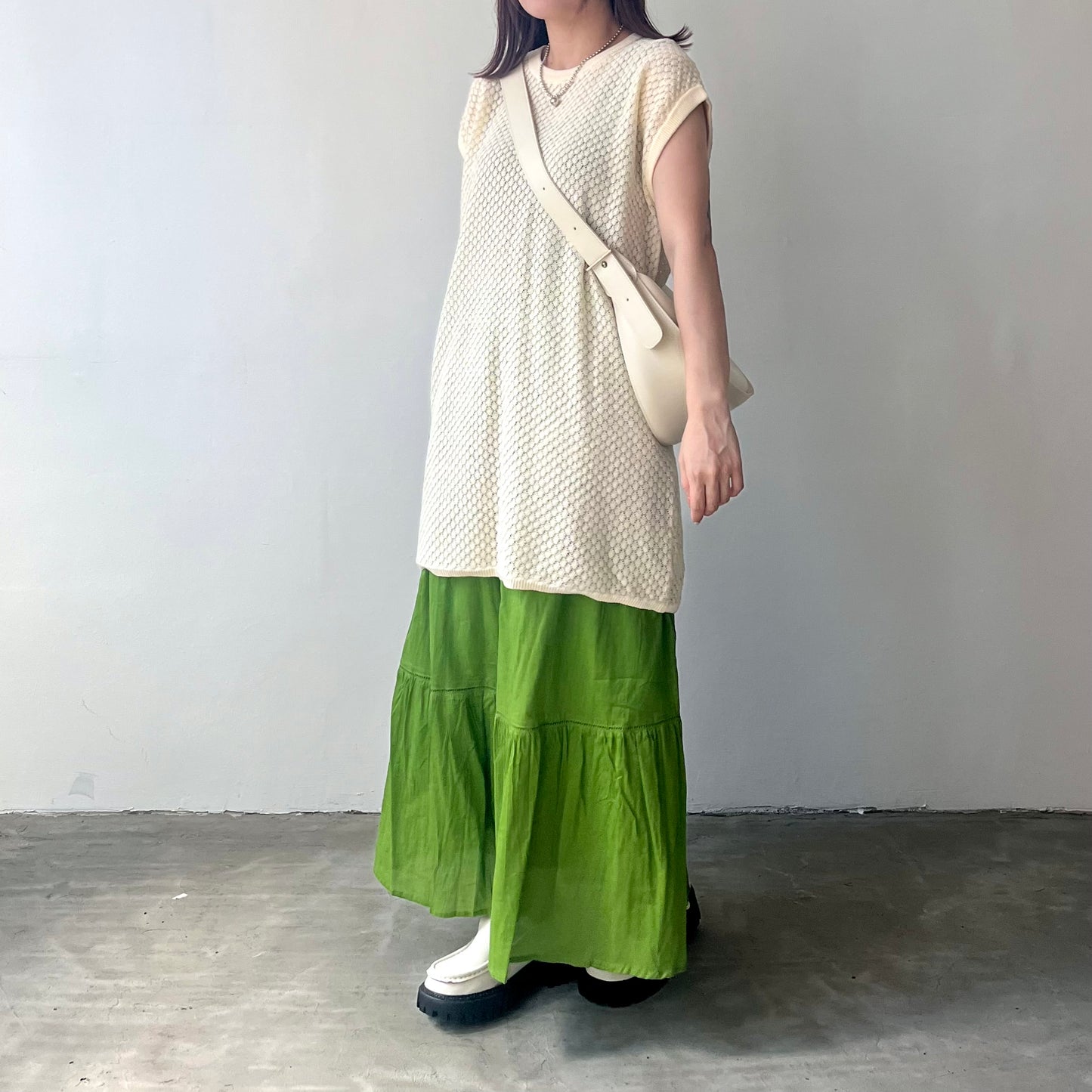TP169 - Knitwear Vest | Ivory | Green
