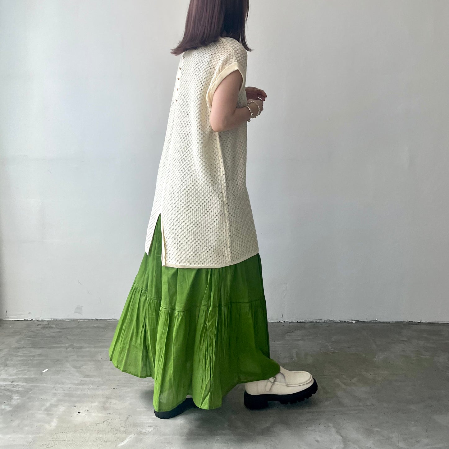 TP169 - Knitwear Vest | Ivory | Green