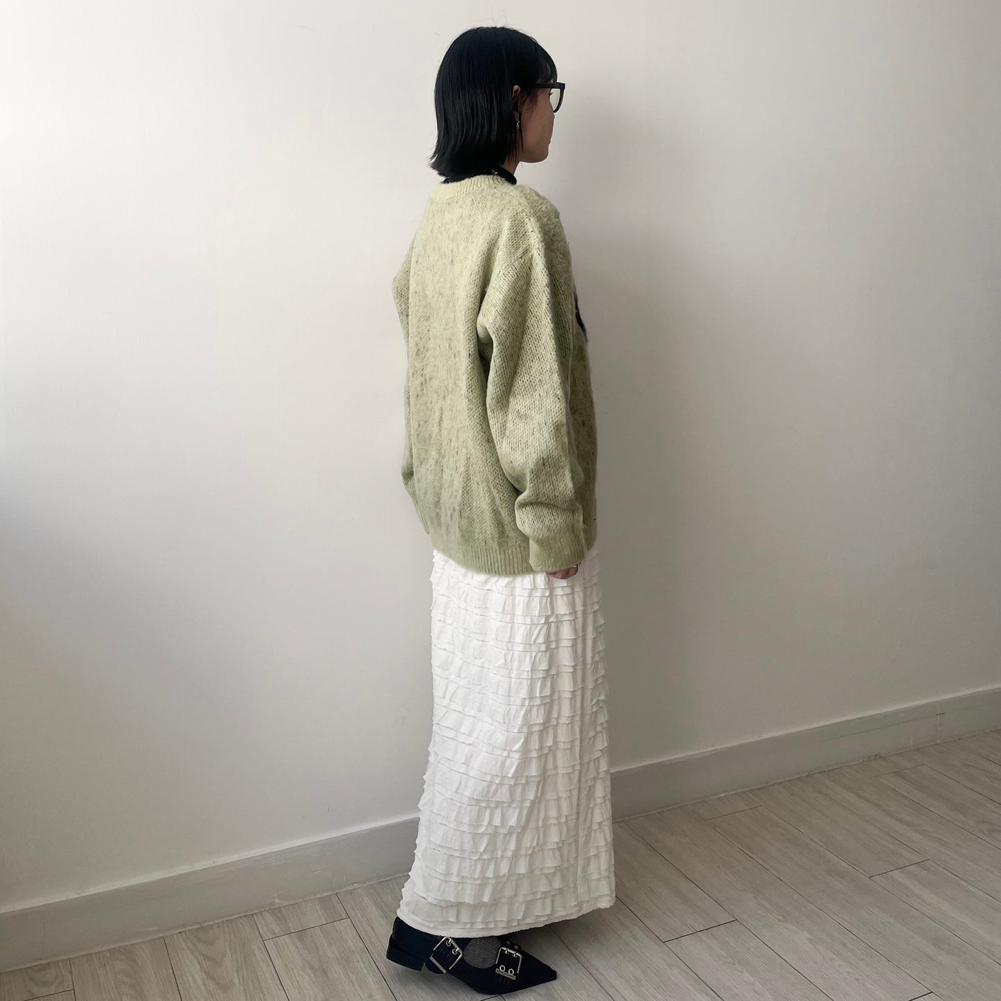 SK104- Tiered Skirt | Ivory | Black