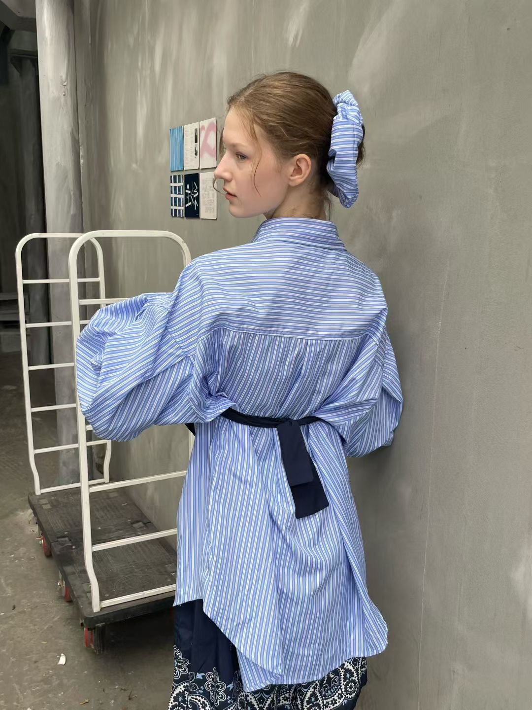 TP658 - 橡筋圈x 恤衫Set | Stripe Beige | Stripe Blue | Blue