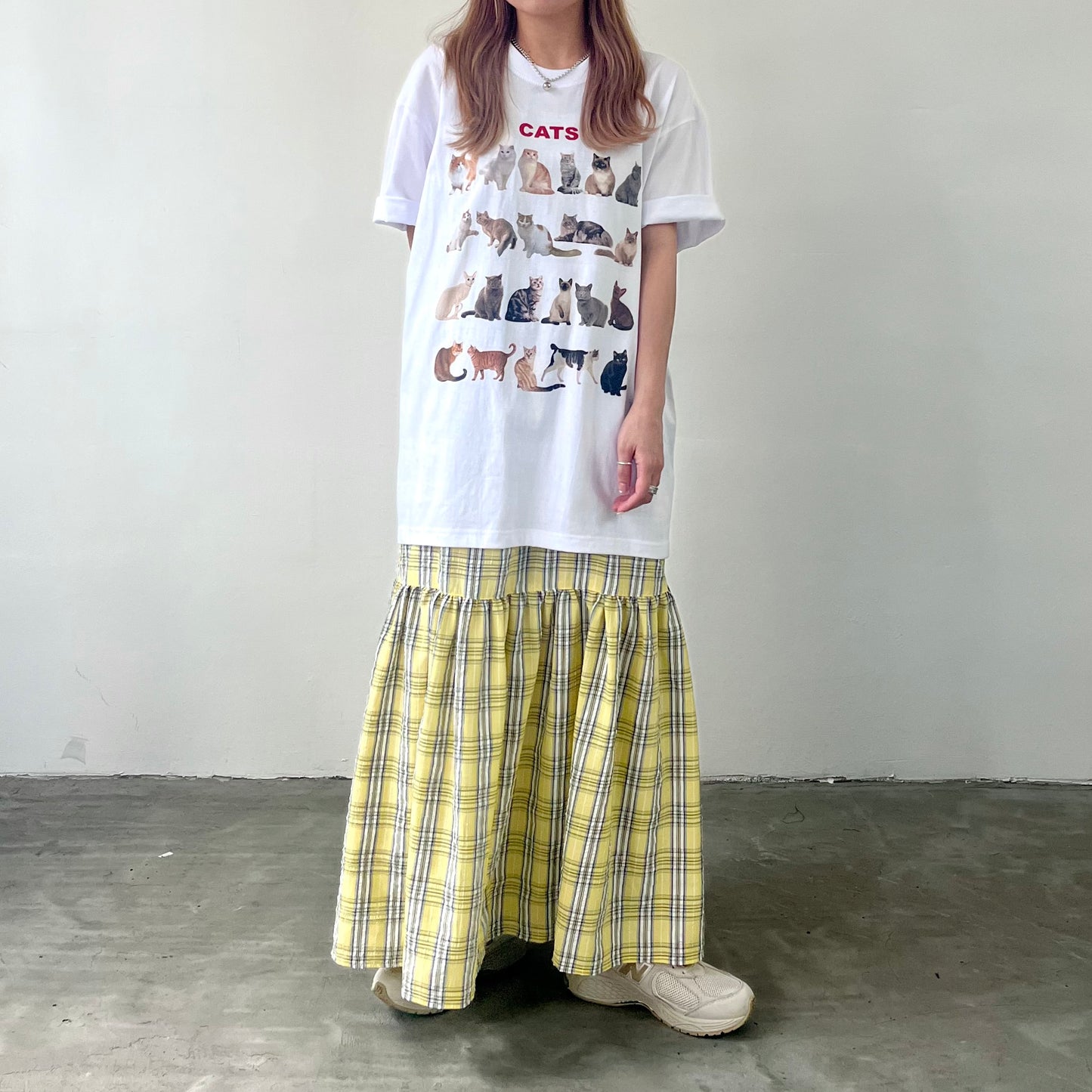 TP166- Cat Over Size Tee | White | Black