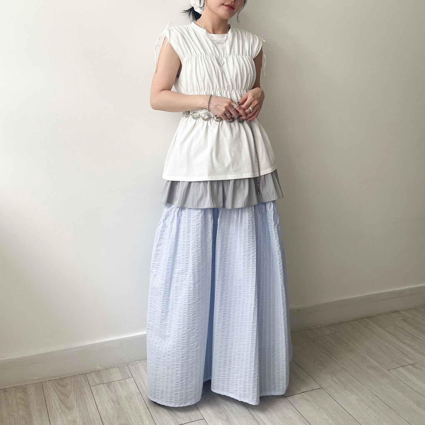 SK123- Flared Skirt | Ivory | Blue | Black