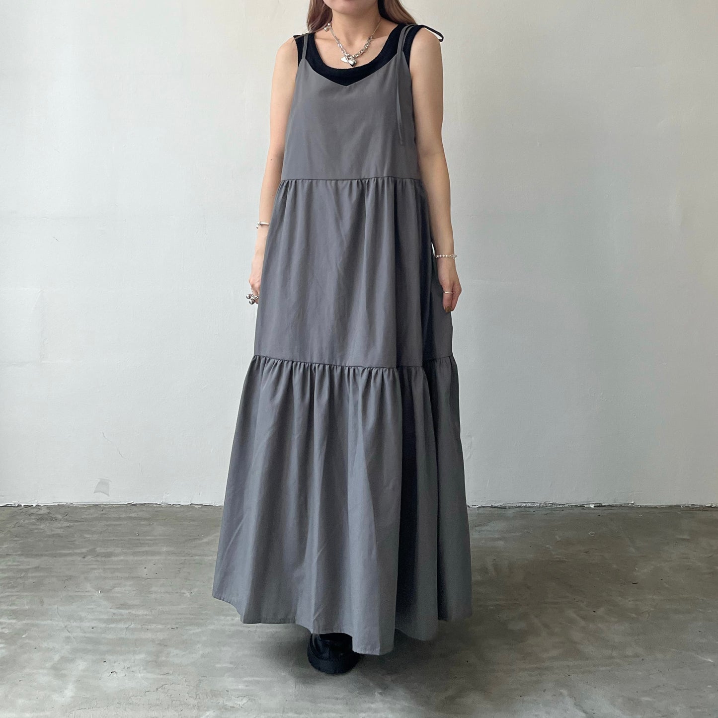 OP33- Ribbon Tiered One Piece | Grey | Black | Green