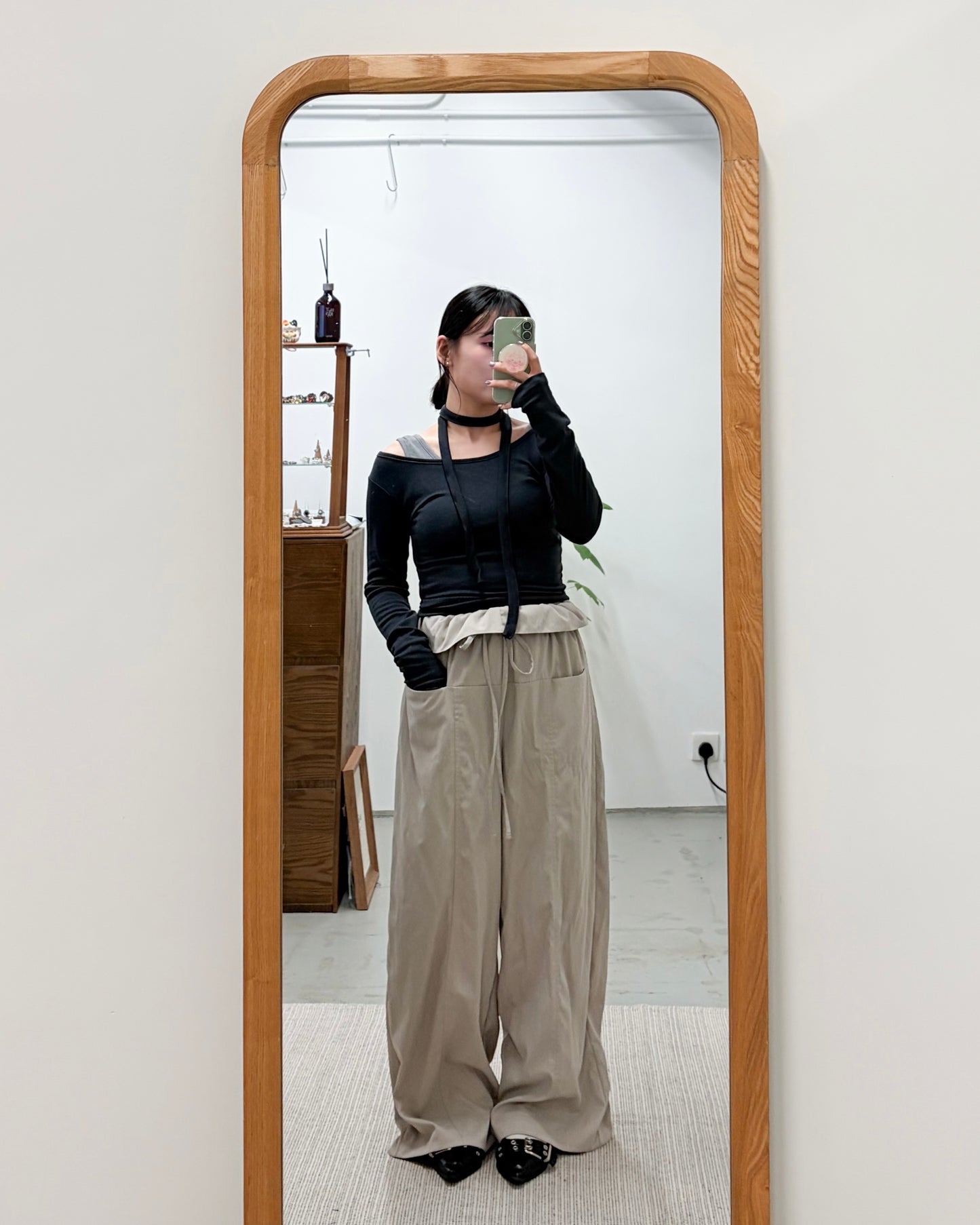 PT107- Ruffle Waist Pants | Light Grey | Charcoal ( 顯高顯瘦! )