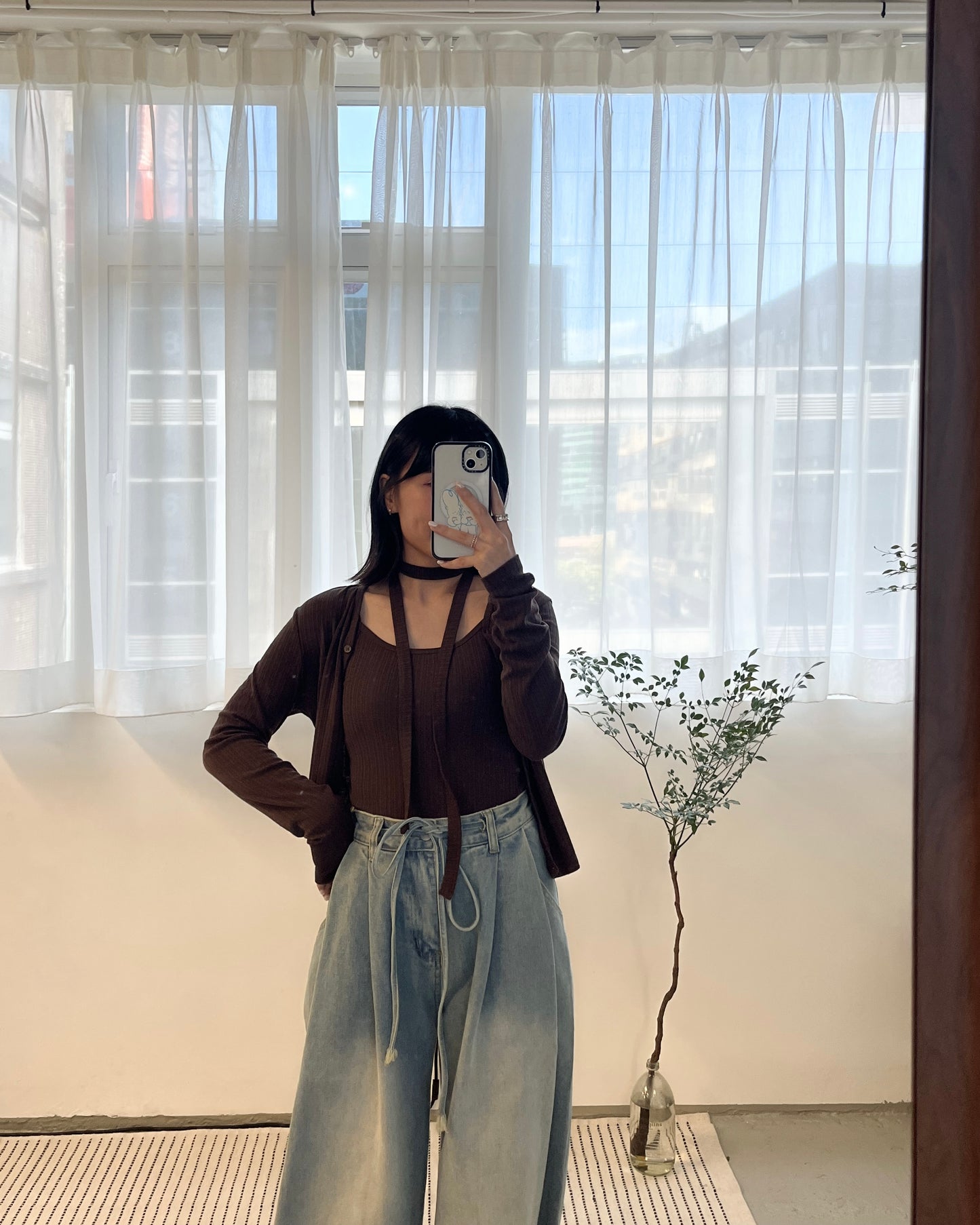 TP668- Vest and Cardigan 3 pcs Set | Grey | Brown | Black