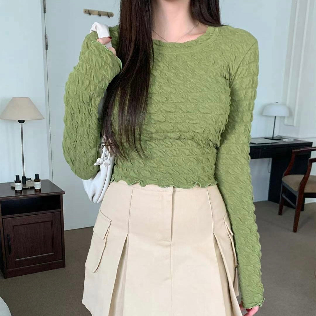 TP199- Long Sleeve Cotton Candy Top | Ivory | Green | Black