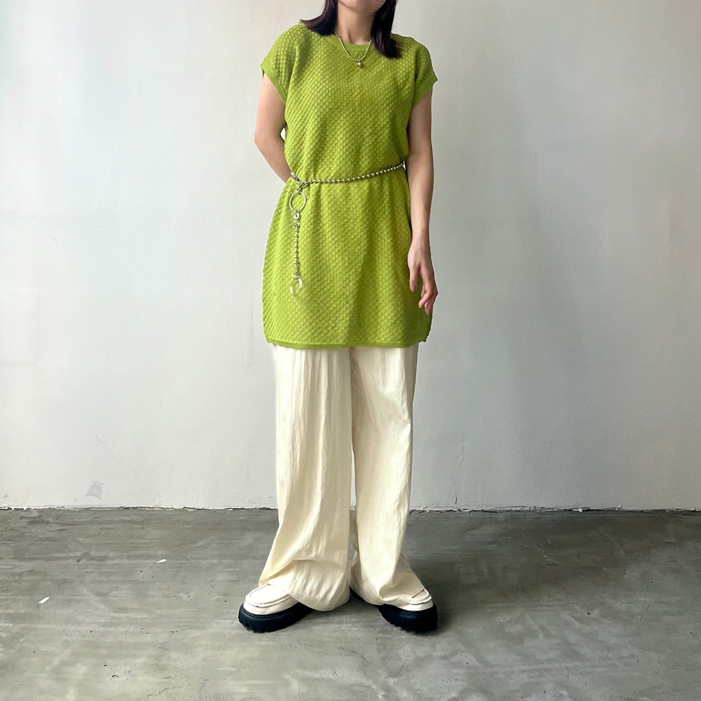 TP169 - Knitwear Vest | Ivory | Green
