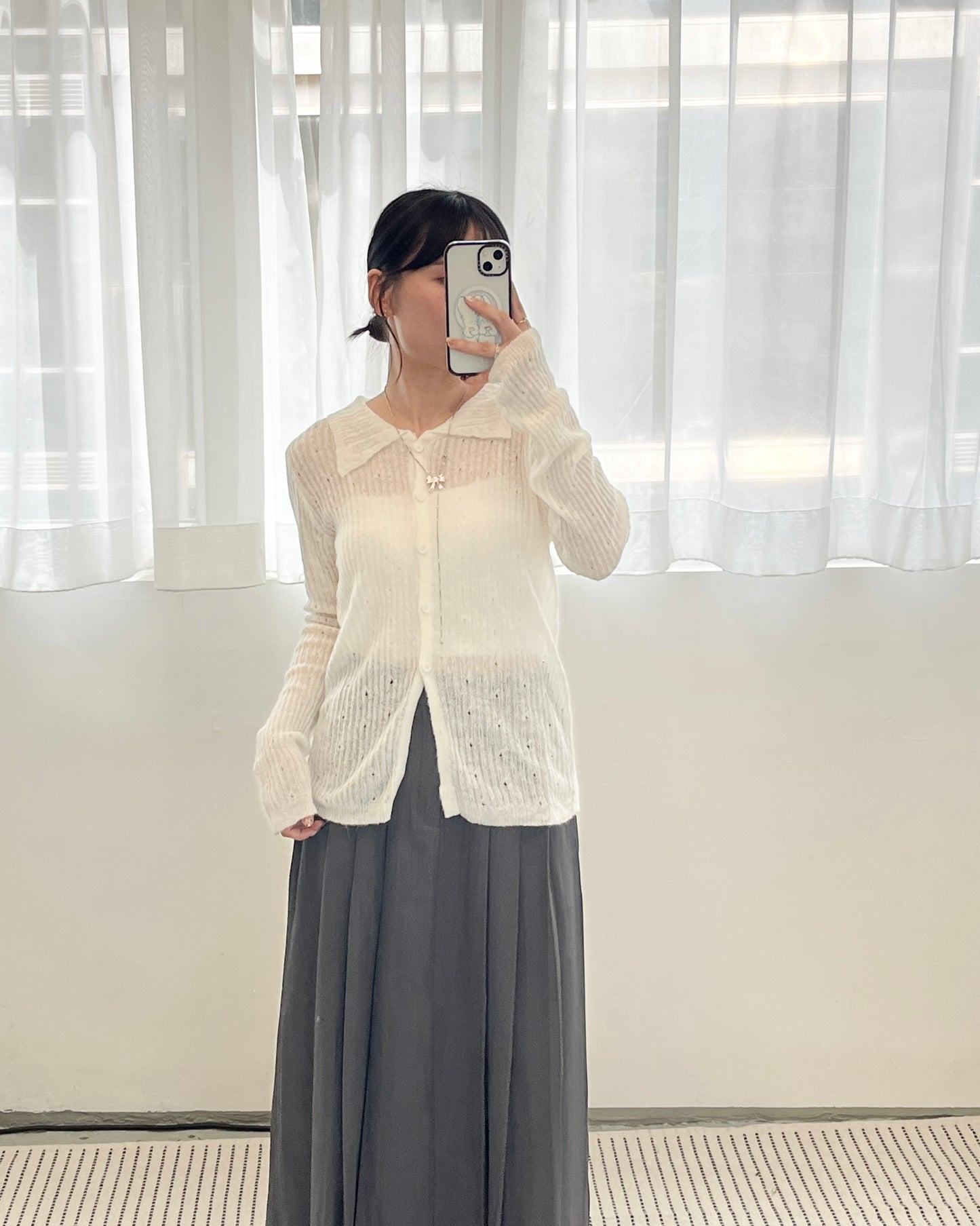 TP675- Knitwear Vest Set Top | Ivory | Grey