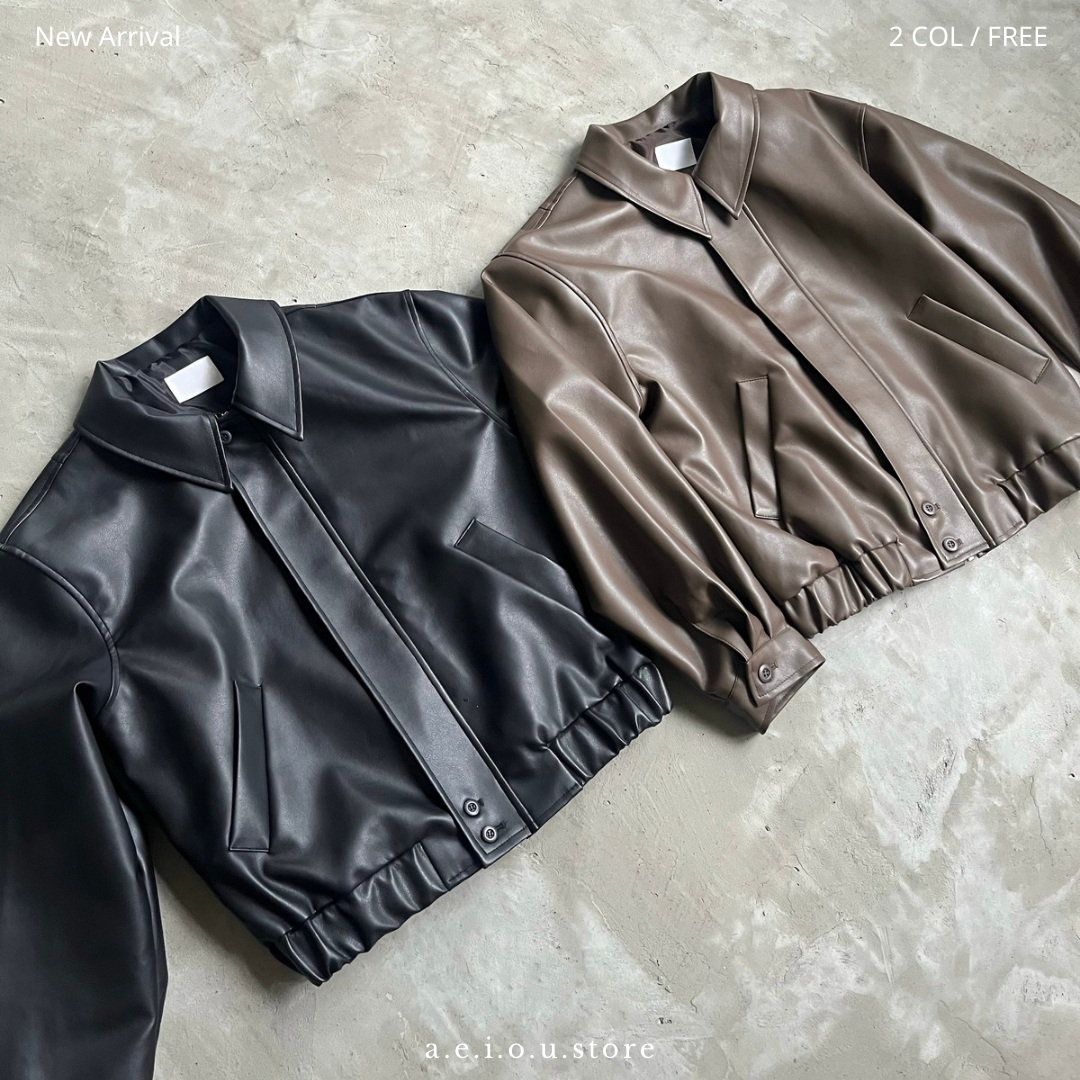 JK02- Leather oversize Jacket | Brown | Black