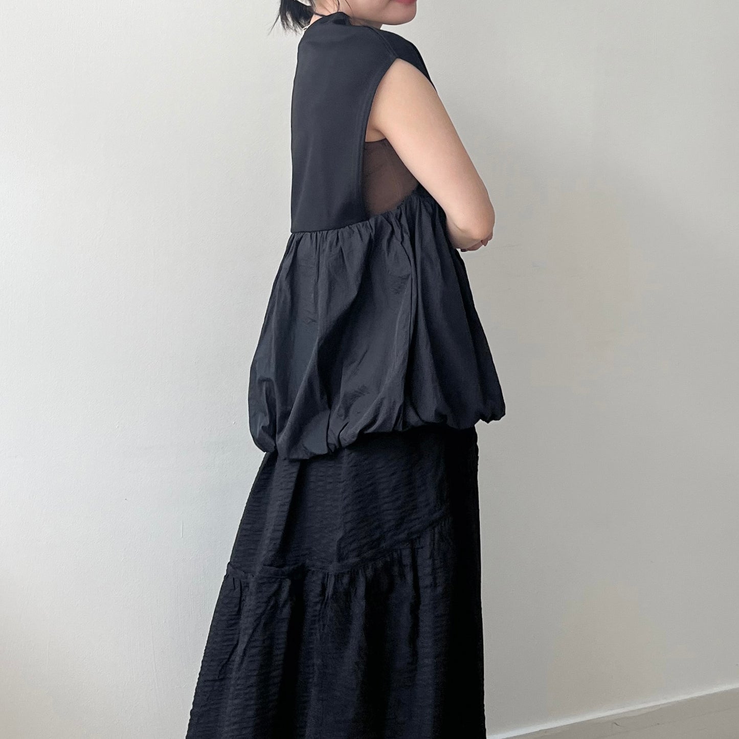 TP633- Balloon Vest Top | Ivory | Charcoal | Black