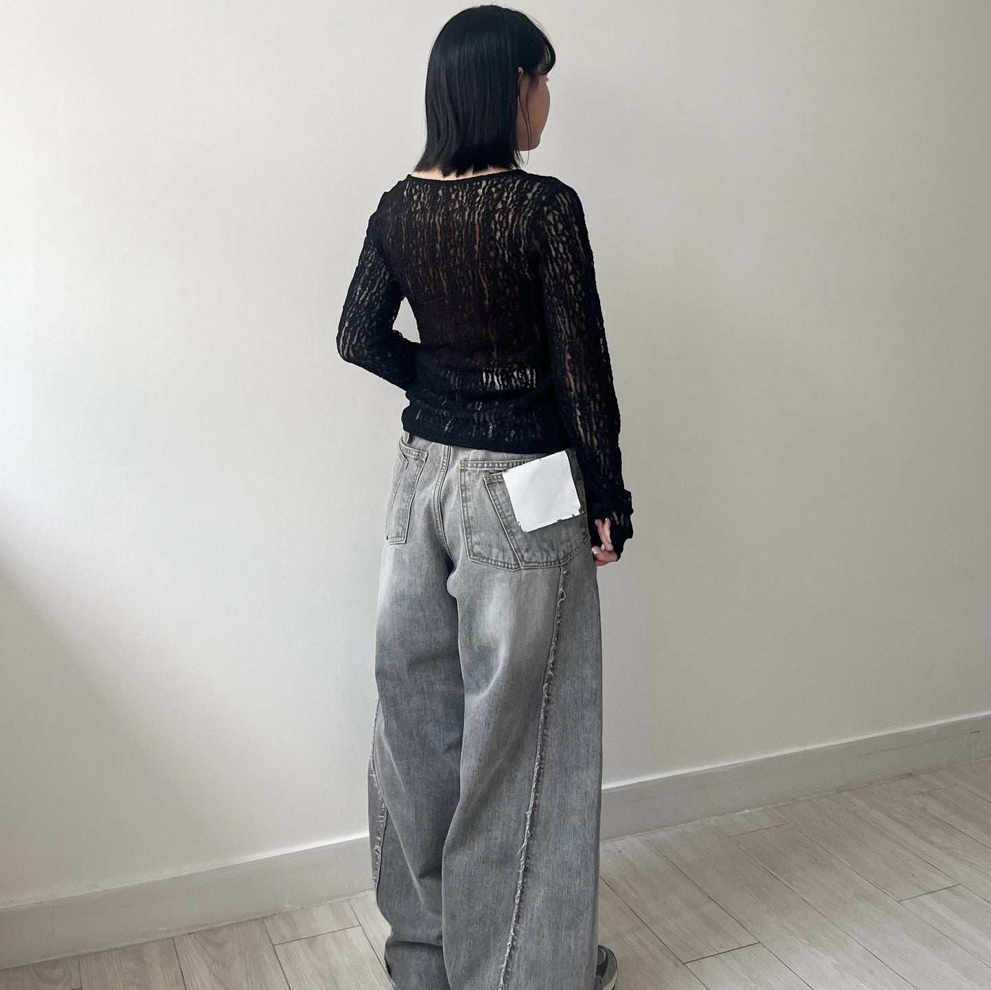 PT79- 側蘇蘇邊闊腳牛仔褲 | Blue | Grey Black ( S / M )