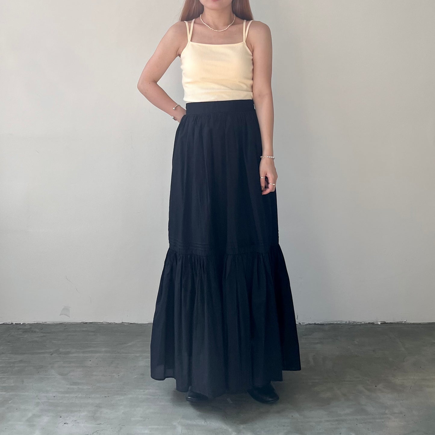 SK31- Cotton Flare Skirt | White | Black