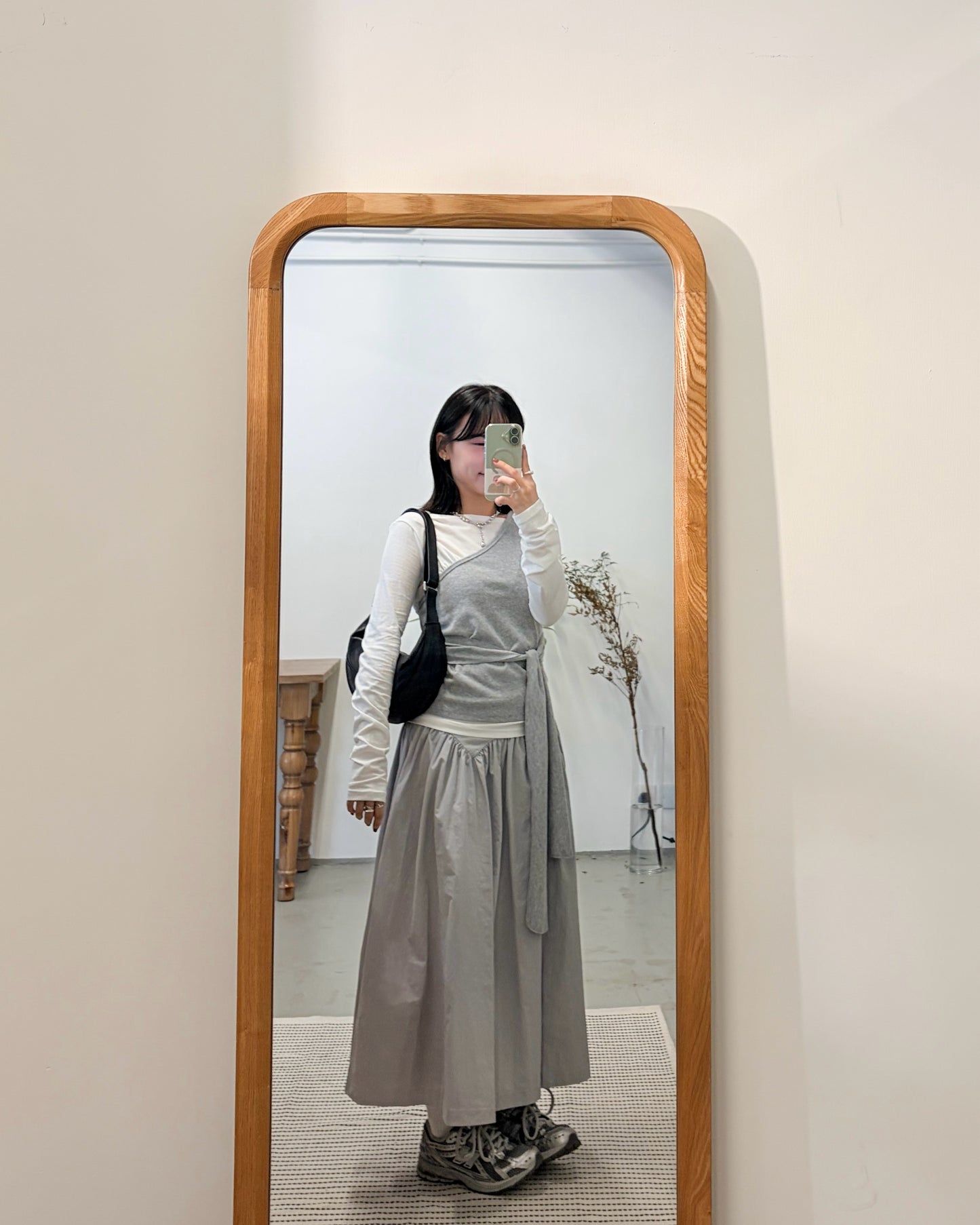 SK138- High Quality Umbrella Skirt | Grey | Navy ( S / M )