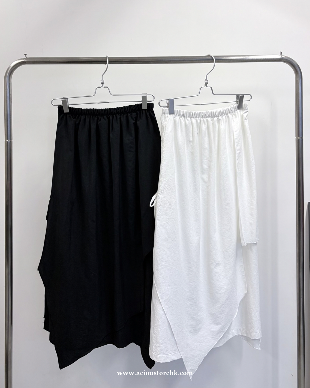 SK150- 2 Way Side Ribbon Skirt | White | Black